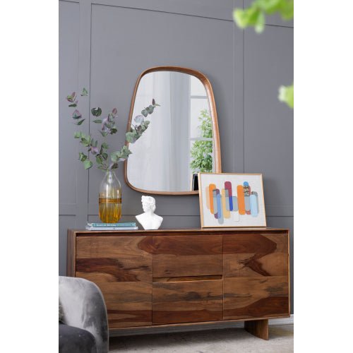 Wall mirror | 27"x37" Irrgeular Mirror with Wood Frame, Wall Mirror for Living Room Bathroom Entryway | casafoyer.myshopify.com