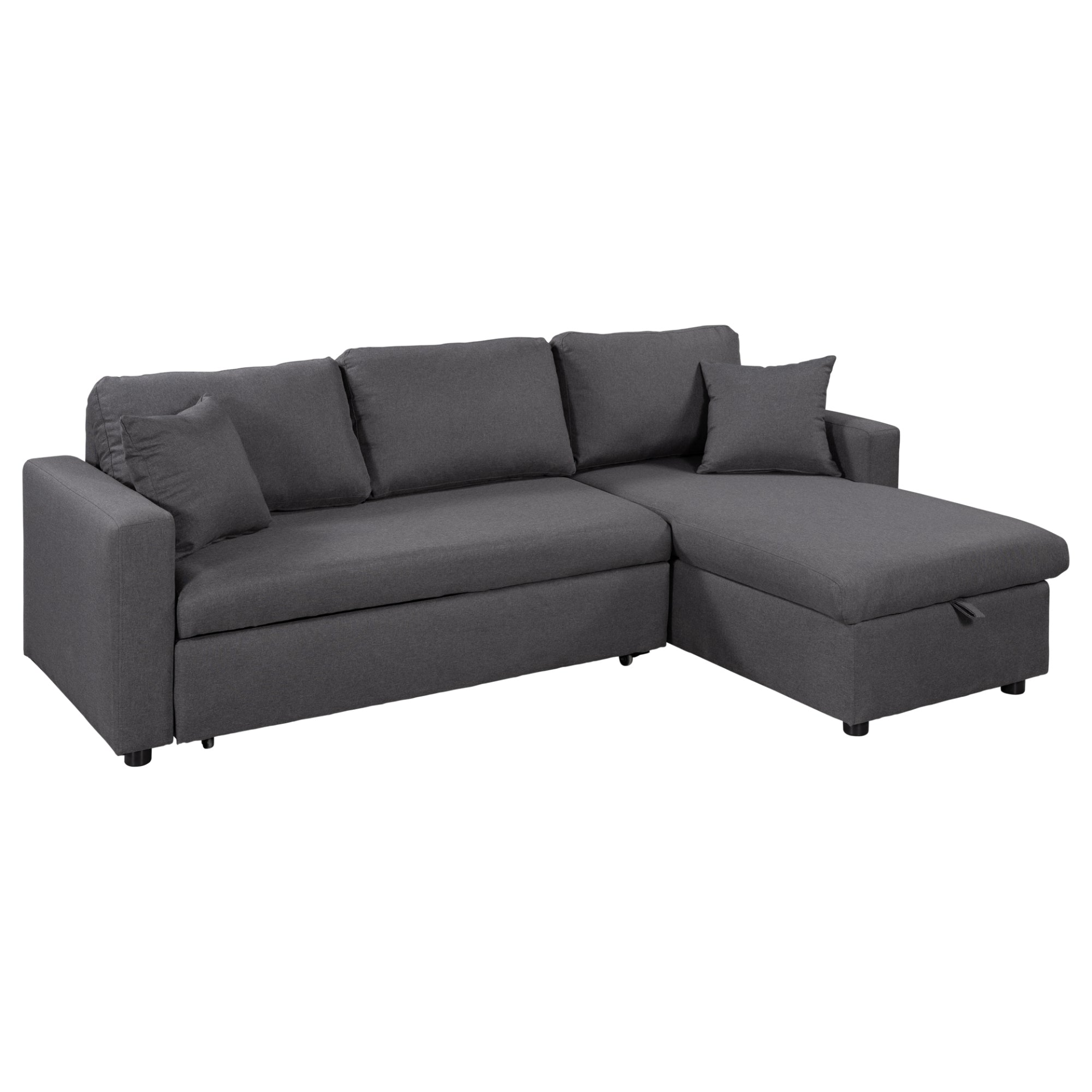 Sofa & Chair sets | CasaFoyer Upholstery Sleeper Sectional Sofa Grey with Storage Space, 2 Tossing Cushions | casafoyer.myshopify.com