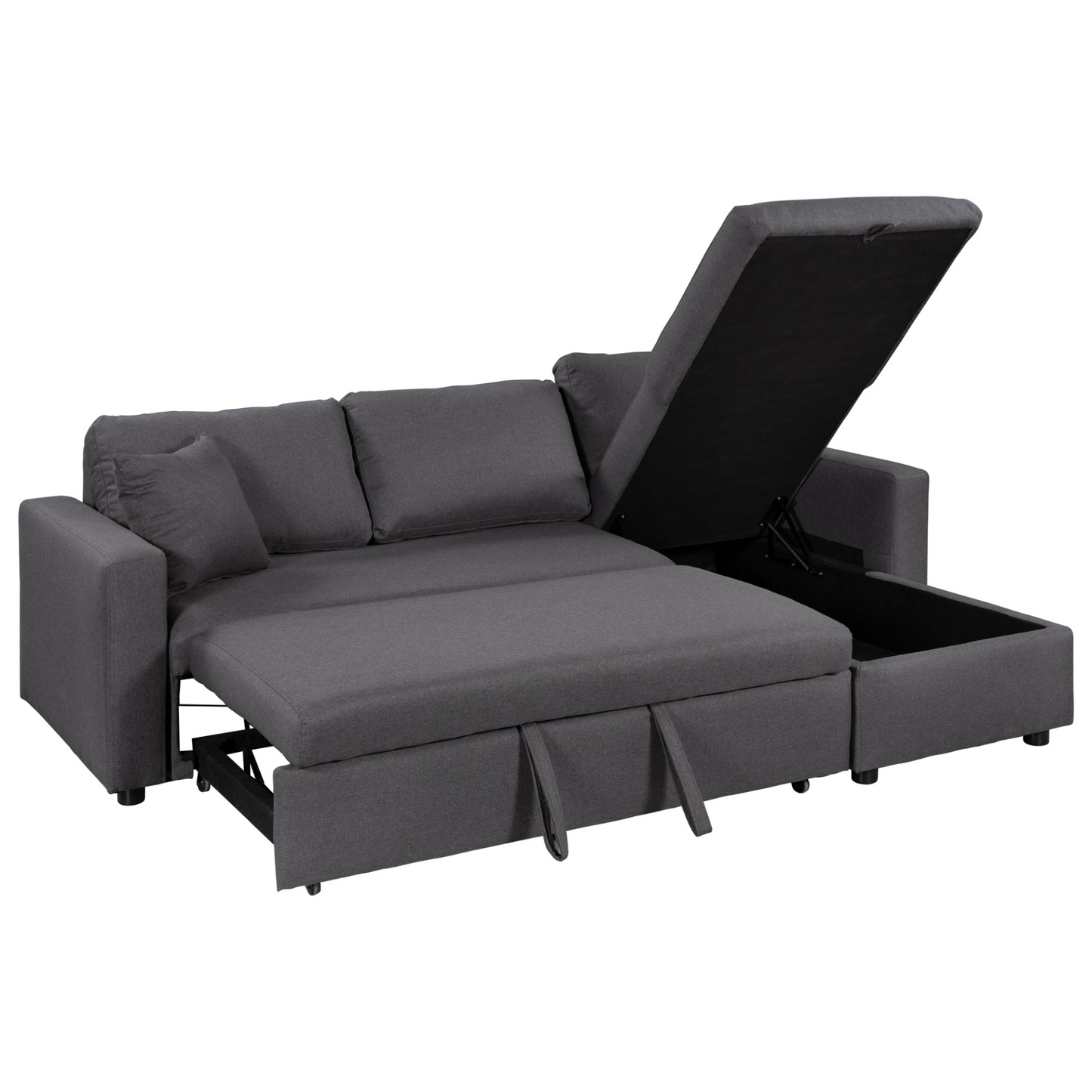 Sofa & Chair sets | CasaFoyer Upholstery Sleeper Sectional Sofa Grey with Storage Space, 2 Tossing Cushions | casafoyer.myshopify.com