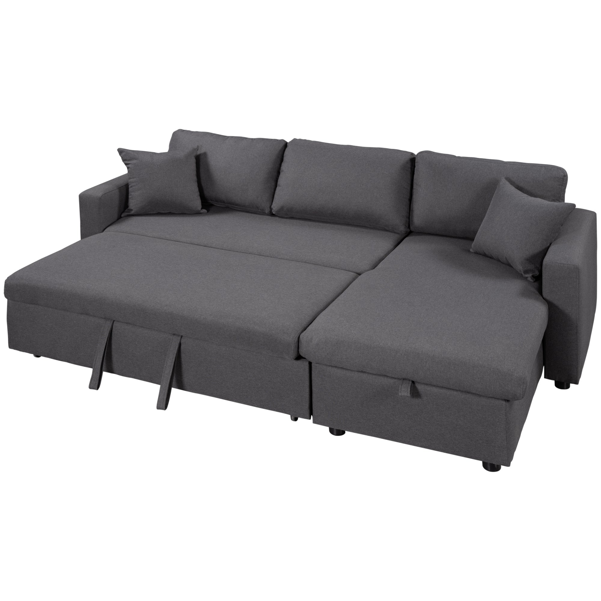 Sofa & Chair sets | CasaFoyer Upholstery Sleeper Sectional Sofa Grey with Storage Space, 2 Tossing Cushions | casafoyer.myshopify.com