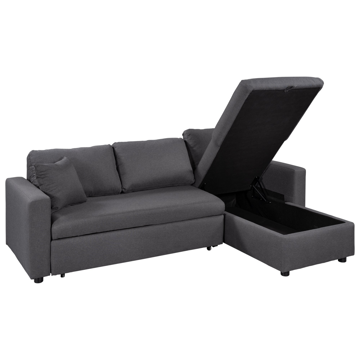 Sofa & Chair sets | CasaFoyer Upholstery Sleeper Sectional Sofa Grey with Storage Space, 2 Tossing Cushions | casafoyer.myshopify.com