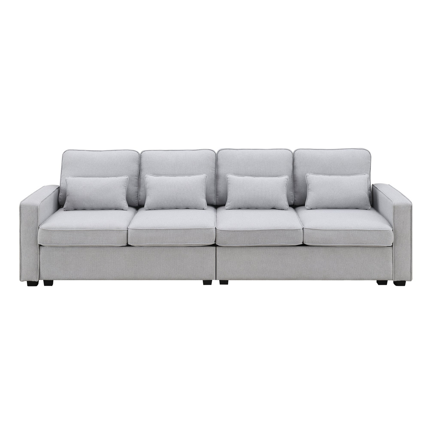 Sofa & Chair sets | 4-Seater Modern Linen Fabric Sofa with Armrest Pockets and 4 Pillows,Minimalist Style Couch for Living Room, Apartment, Office,3 Colors | casafoyer.myshopify.com