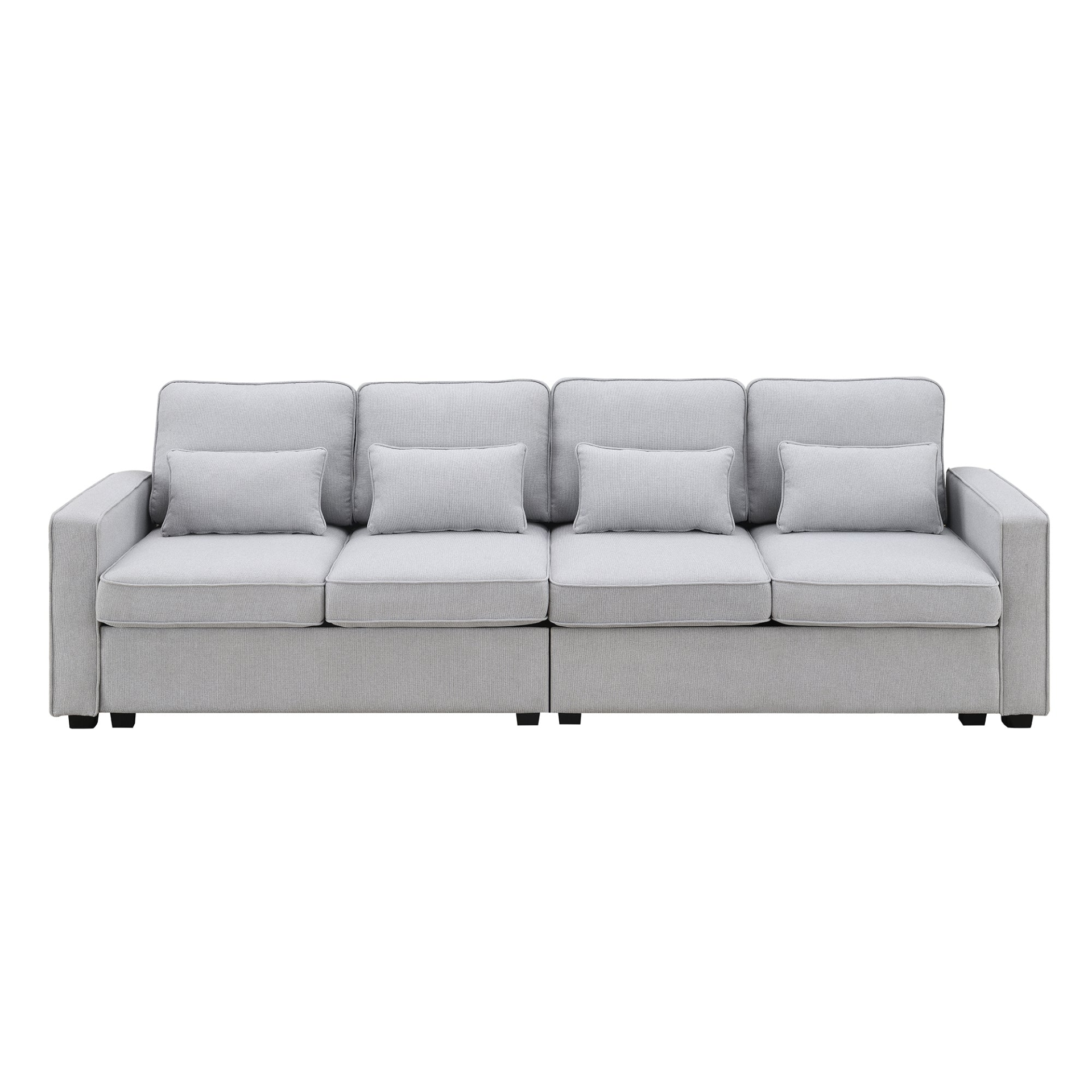 Sofa & Chair sets | 4-Seater Modern Linen Fabric Sofa with Armrest Pockets and 4 Pillows,Minimalist Style Couch for Living Room, Apartment, Office,3 Colors | casafoyer.myshopify.com