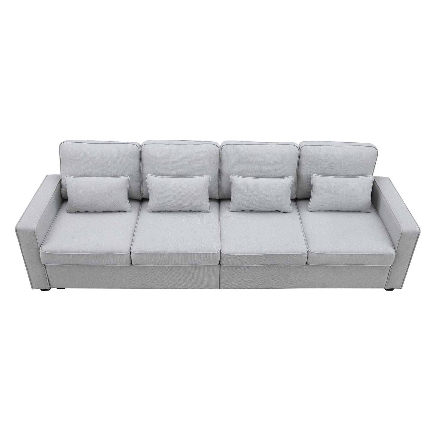 Sofa & Chair sets | 4-Seater Modern Linen Fabric Sofa with Armrest Pockets and 4 Pillows,Minimalist Style Couch for Living Room, Apartment, Office,3 Colors | casafoyer.myshopify.com