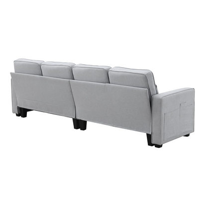 Sofa & Chair sets | 4-Seater Modern Linen Fabric Sofa with Armrest Pockets and 4 Pillows,Minimalist Style Couch for Living Room, Apartment, Office,3 Colors | casafoyer.myshopify.com