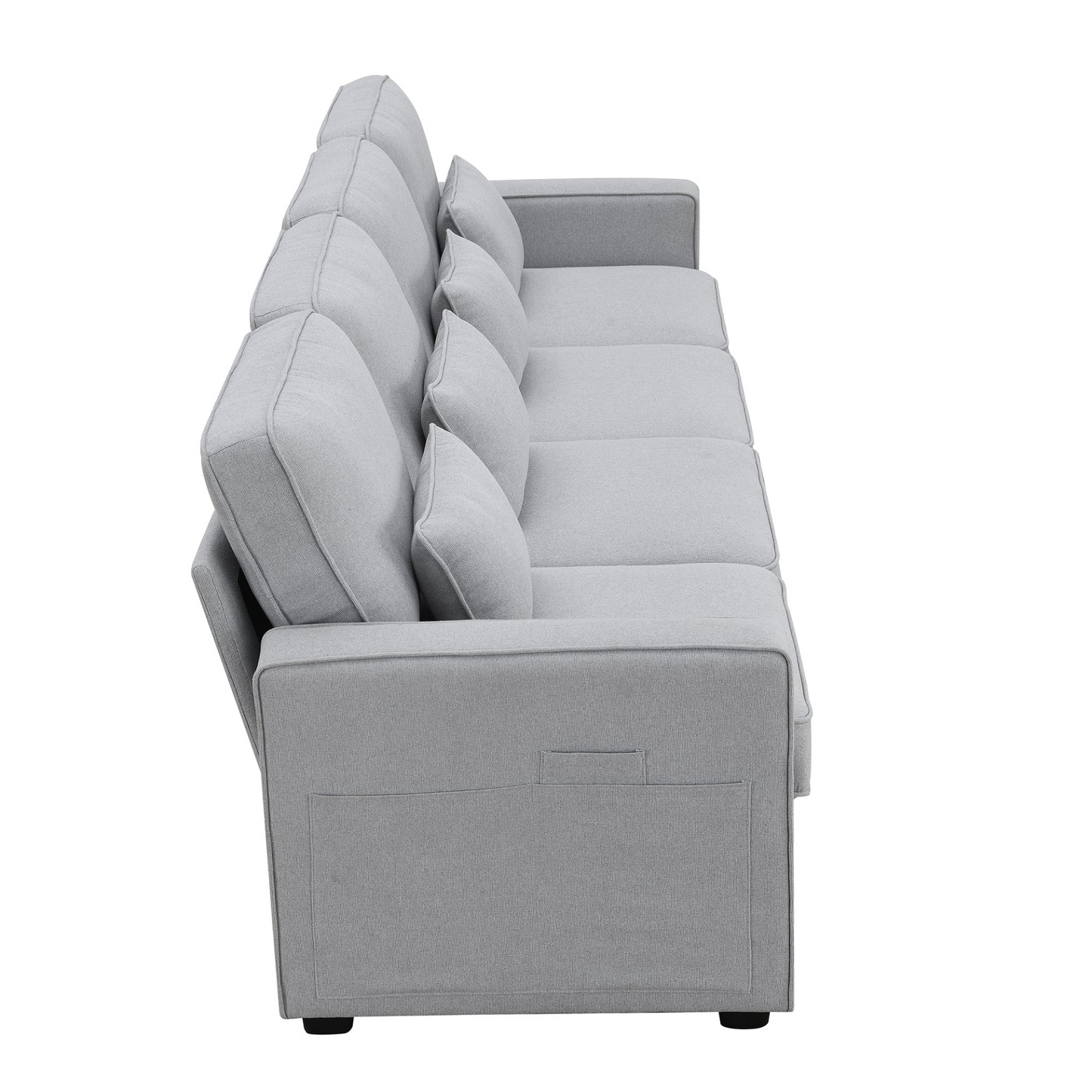 Sofa & Chair sets | 4-Seater Modern Linen Fabric Sofa with Armrest Pockets and 4 Pillows,Minimalist Style Couch for Living Room, Apartment, Office,3 Colors | casafoyer.myshopify.com