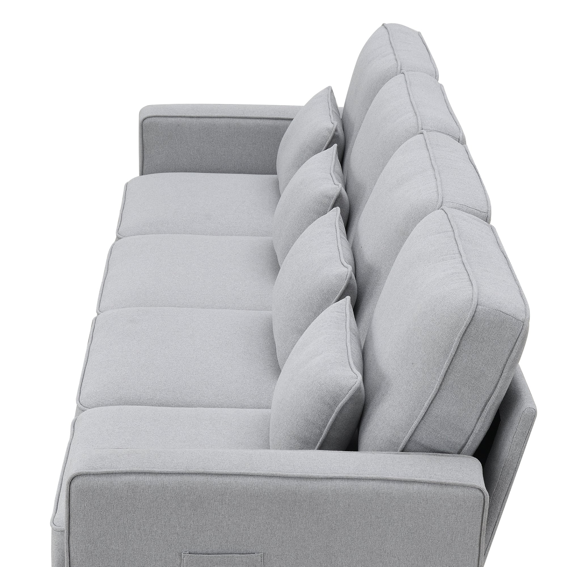 Sofa & Chair sets | 4-Seater Modern Linen Fabric Sofa with Armrest Pockets and 4 Pillows,Minimalist Style Couch for Living Room, Apartment, Office,3 Colors | casafoyer.myshopify.com