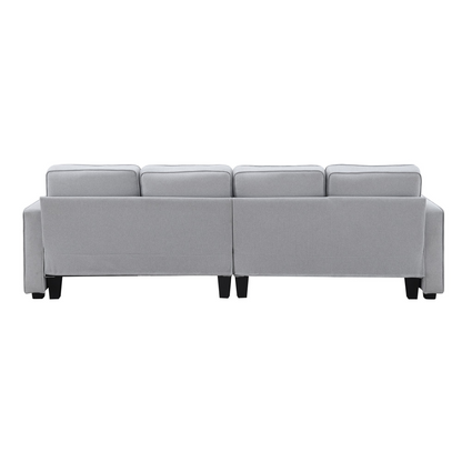 Sofa & Chair sets | 4-Seater Modern Linen Fabric Sofa with Armrest Pockets and 4 Pillows,Minimalist Style Couch for Living Room, Apartment, Office,3 Colors | casafoyer.myshopify.com