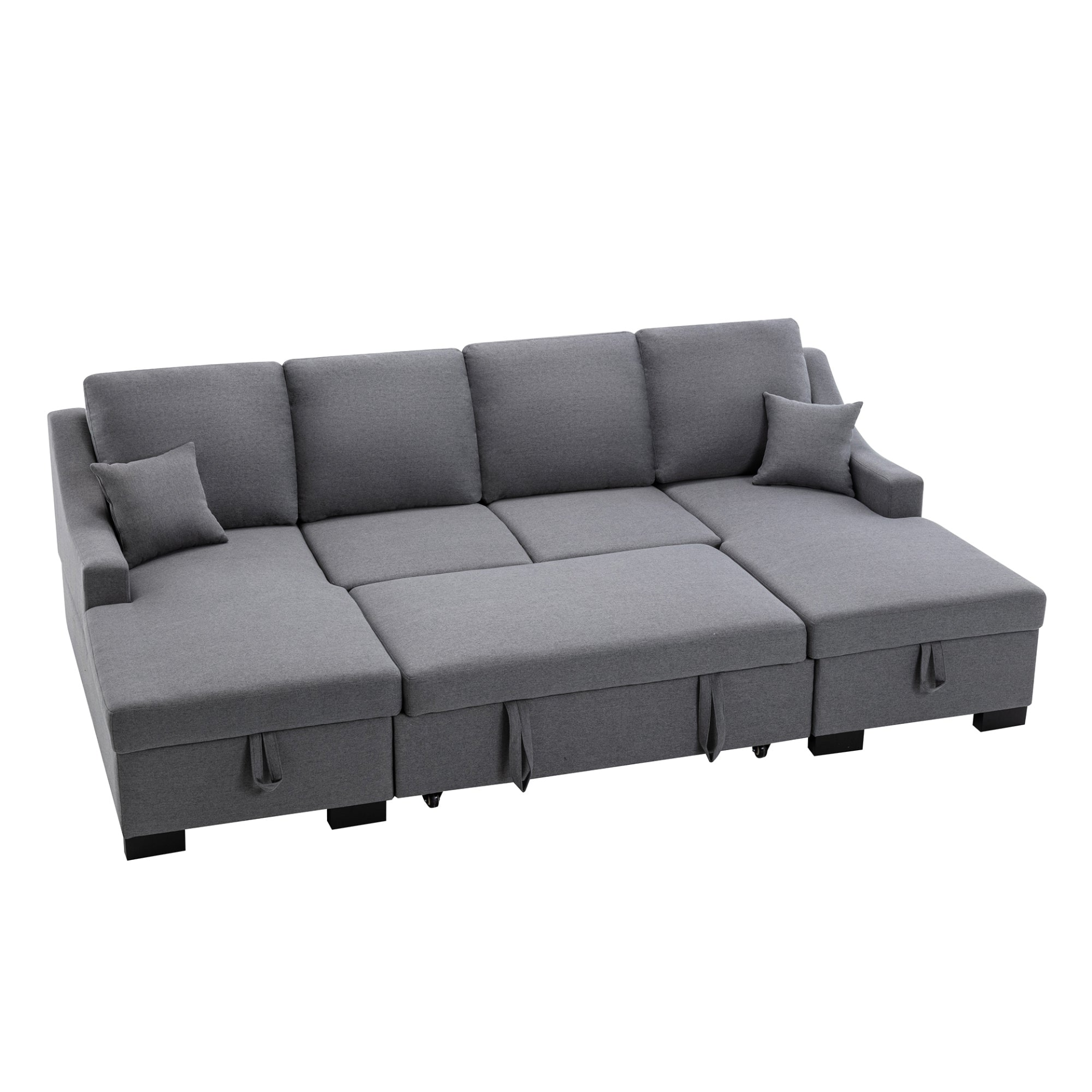 Sofa & Chair sets | Upholstery Sleeper Sectional Sofa with Double Storage Spaces, 2 Tossing Cushions, Grey | casafoyer.myshopify.com