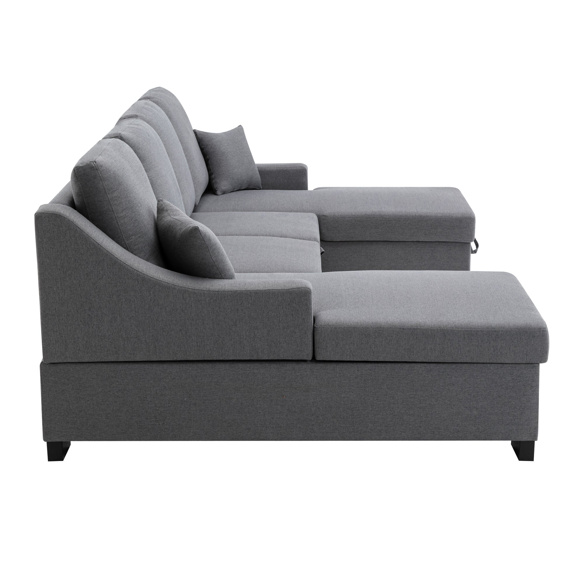 Sofa & Chair sets | Upholstery Sleeper Sectional Sofa with Double Storage Spaces, 2 Tossing Cushions, Grey | casafoyer.myshopify.com