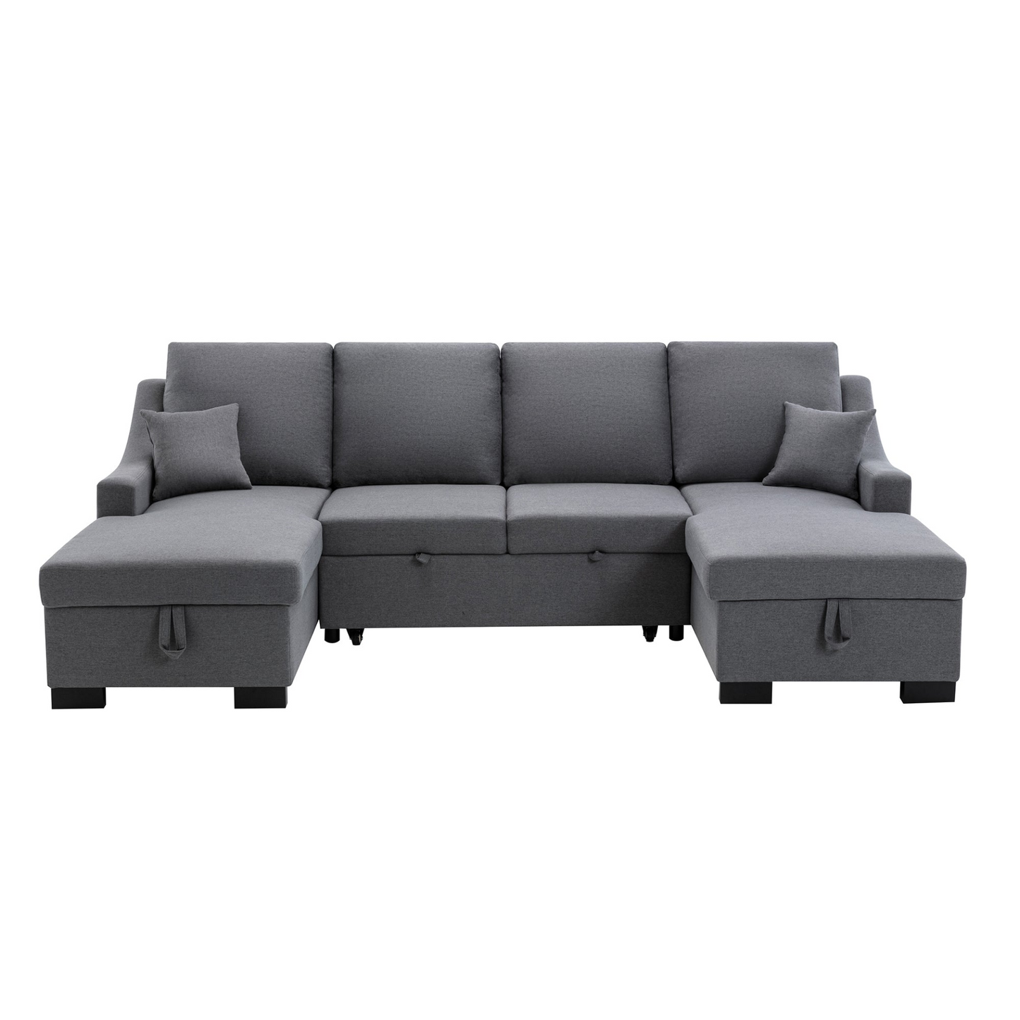 Sofa & Chair sets | Upholstery Sleeper Sectional Sofa with Double Storage Spaces, 2 Tossing Cushions, Grey | casafoyer.myshopify.com