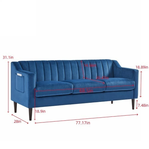 Sofa & Chair sets | Modern Chesterfield sofa couch, Comfortable Upholstered sofa with Velvet Fabric and Wooden Frame and Wood Legs for Living Room/Bedroom/Office Blue --3 Seats | casafoyer.myshopify.com