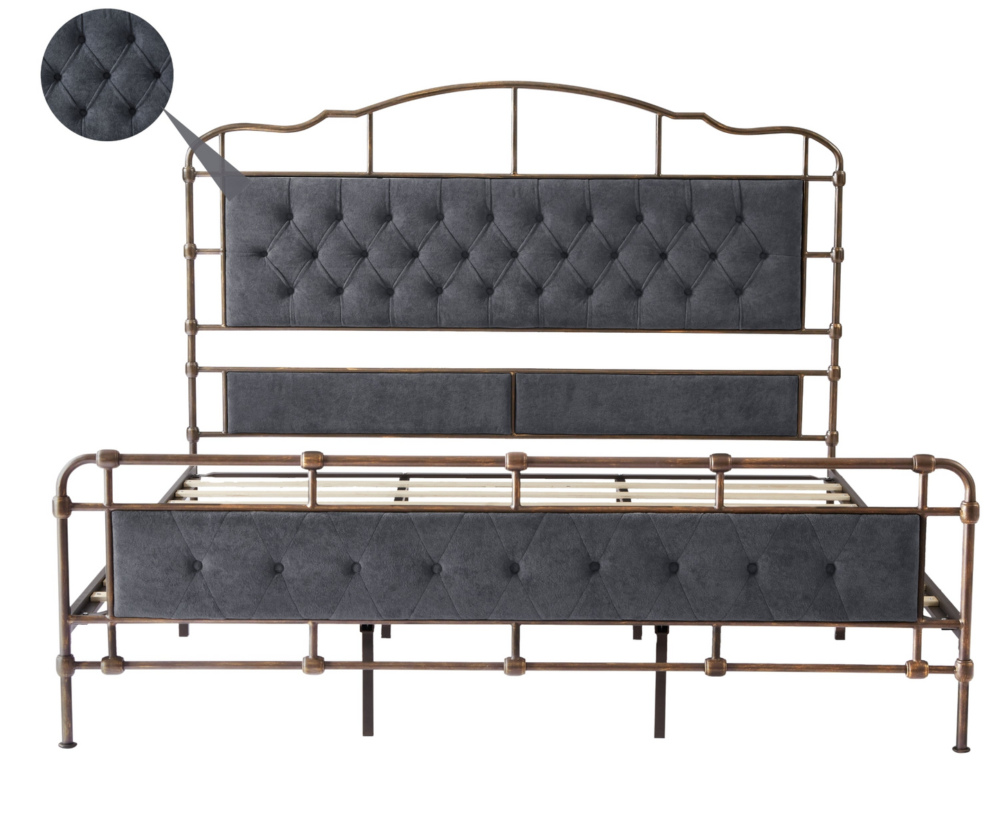 Bed | King Size High Board Metal Bed with Soft Head and Tail - No Spring, Easy to Assemble, No Noise | casafoyer.myshopify.com