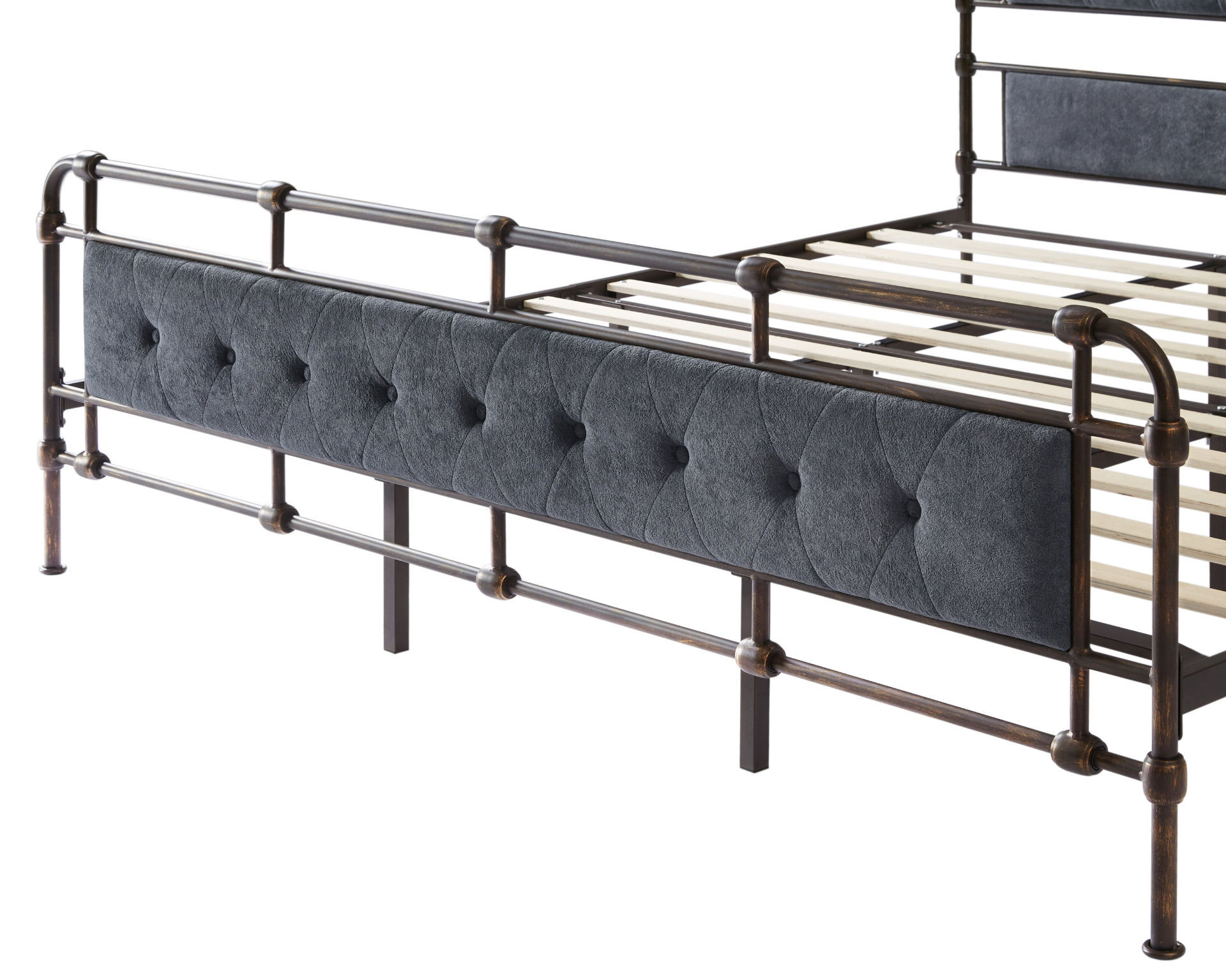 Bed | King Size High Board Metal Bed with Soft Head and Tail - No Spring, Easy to Assemble, No Noise | casafoyer.myshopify.com