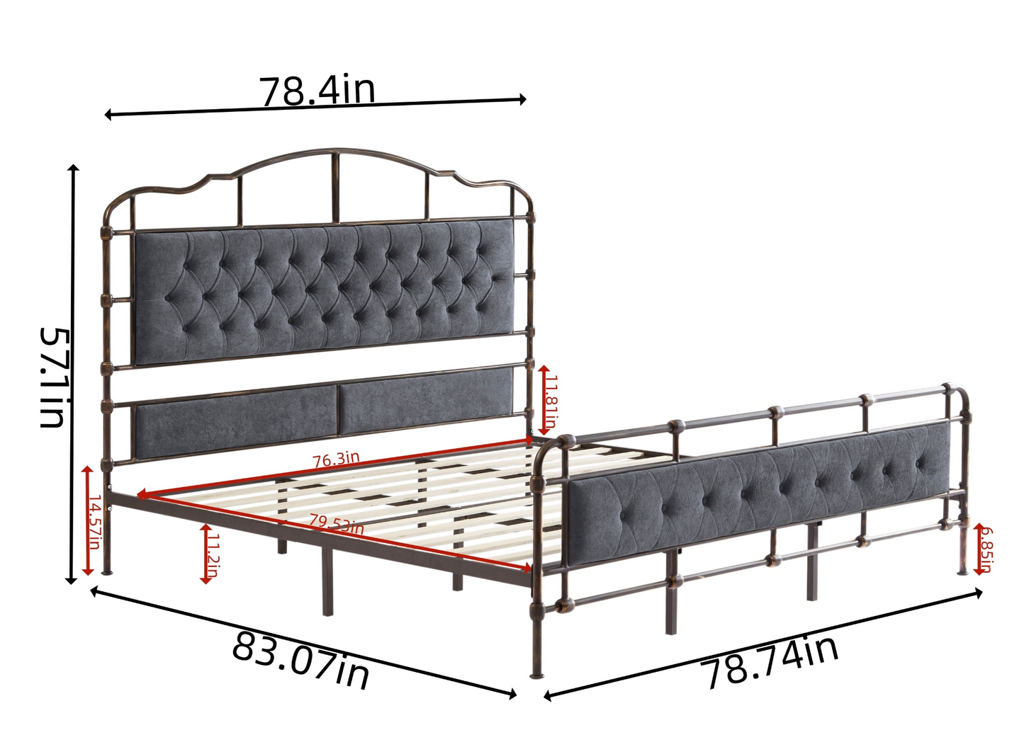 Bed | King Size High Board Metal Bed with Soft Head and Tail - No Spring, Easy to Assemble, No Noise | casafoyer.myshopify.com