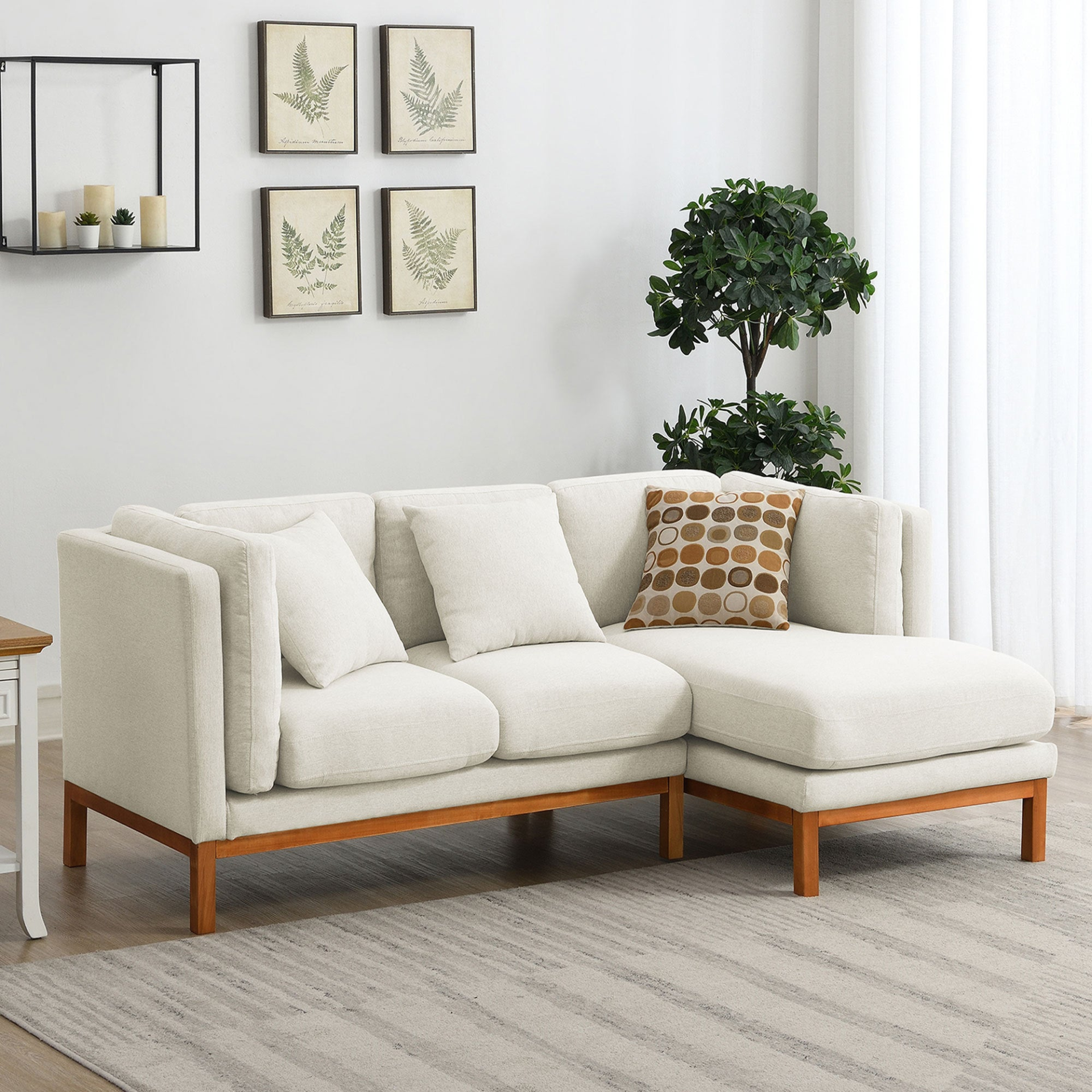 Sofa & Chair sets | Modern Sectional Sofa,Rustic L-shaped Couch Set with 3 Free Pillows,4-seat Linen Fabric Indoor Furniture with Chaise Lounge for Living Room, Apartment, Office,2 Colors | casafoyer.myshopify.com