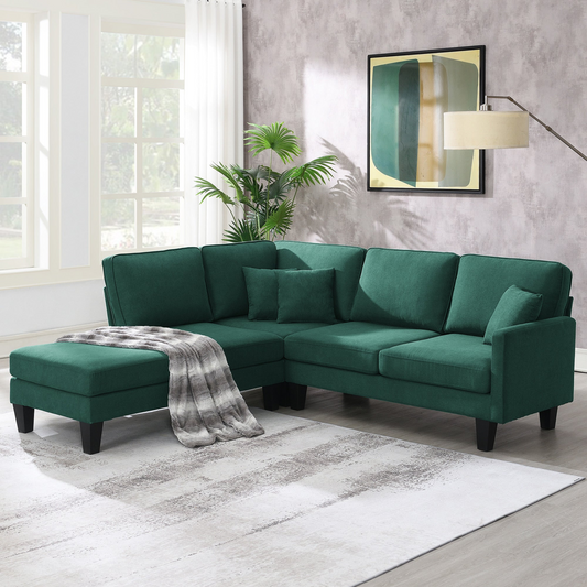 Sofa & Chair sets | Terrycloth Modern Sectional Sofa,5-Seat Practical Couch Set with Chaise Lounge,L-Shape minimalist Indoor Furniture with 3 Pillows for Living Room,Apartment,Office, 3 Colors | casafoyer.myshopify.com