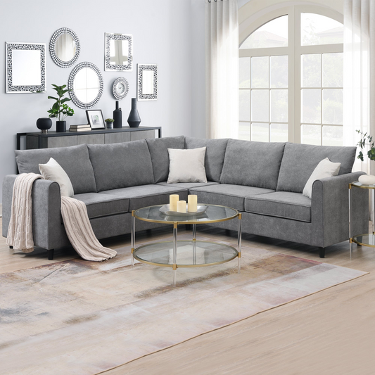 Sofa & Chair sets | Modern Upholstered Living Room Sectional Sofa, L Shape Furniture Couch with 3 Pillows | casafoyer.myshopify.com