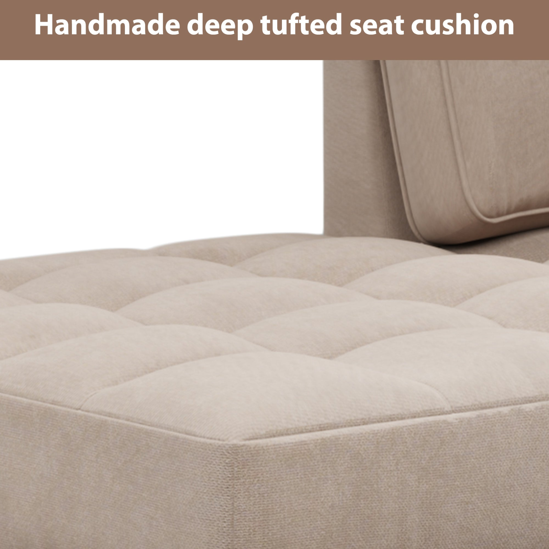 [product_type] | 64" Deep Tufted Upholstered Textured Fabric Chaise Lounge,Toss Pillow included,Living room Bedroom Use,Warm Grey | casafoyer.myshopify.com