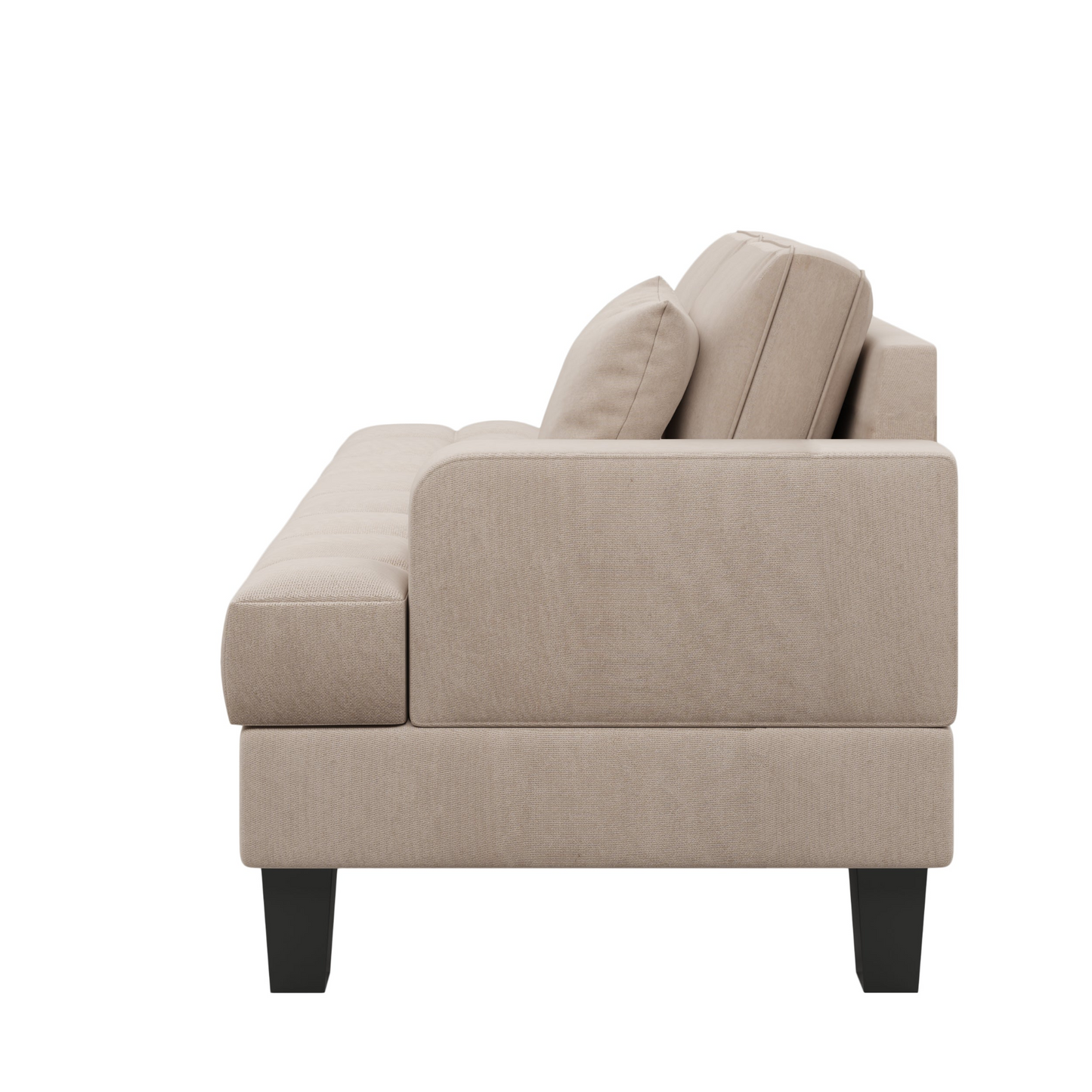 [product_type] | 64" Deep Tufted Upholstered Textured Fabric Chaise Lounge,Toss Pillow included,Living room Bedroom Use,Warm Grey | casafoyer.myshopify.com