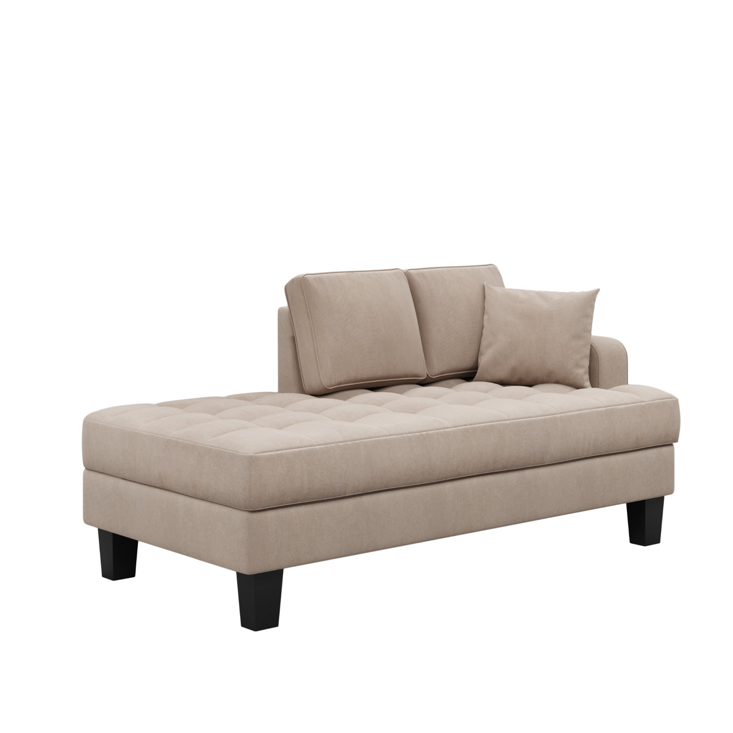 [product_type] | 64" Deep Tufted Upholstered Textured Fabric Chaise Lounge,Toss Pillow included,Living room Bedroom Use,Warm Grey | casafoyer.myshopify.com