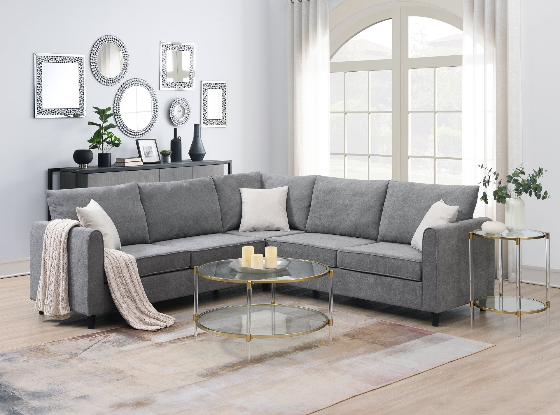 Sofa & Chair sets | Modern Upholstered Living Room Sectional Sofa, L Shape Furniture Couch with 3 Pillows | casafoyer.myshopify.com