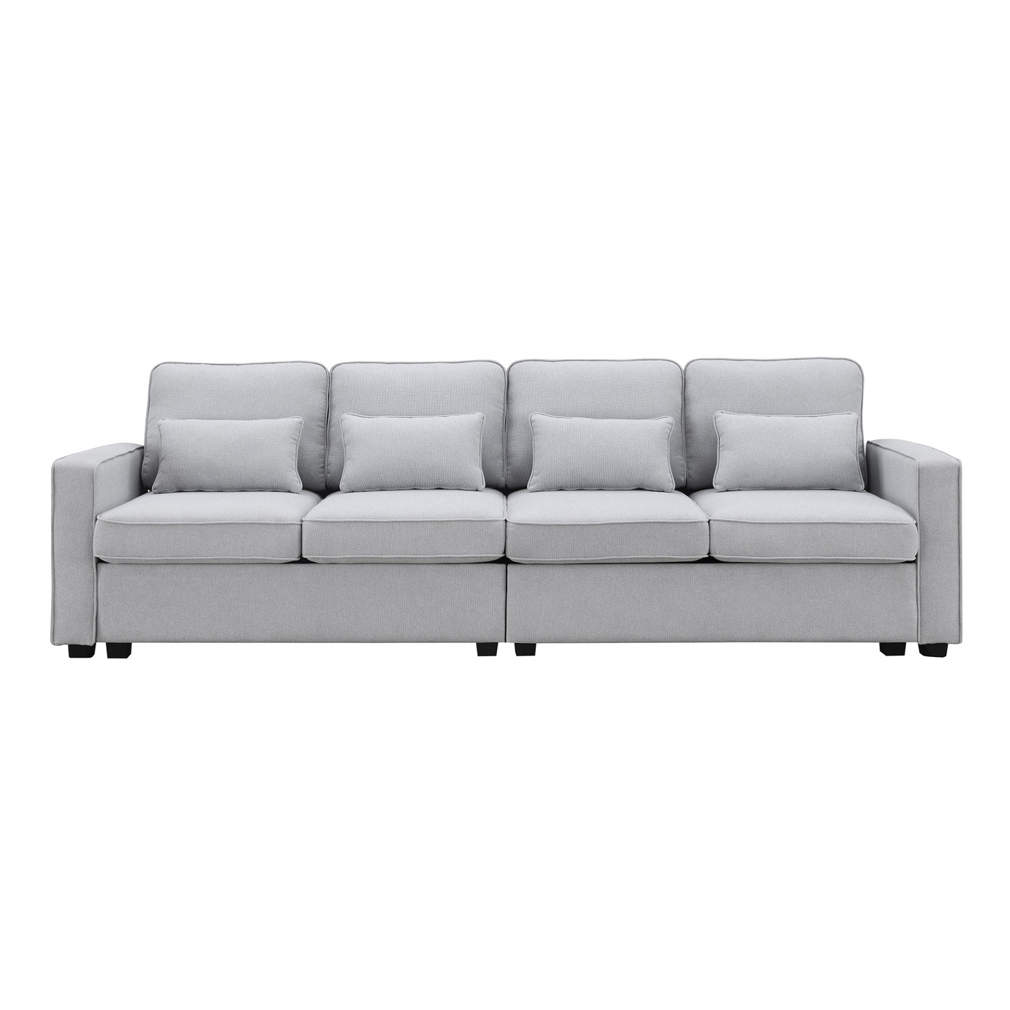 [product_type] | 104" 4-Seater Modern Linen Fabric Sofa with Armrest Pockets and 4 Pillows, Minimalist Style Couch for Living Room, Apartment, Office, 3 Colors | casafoyer.myshopify.com