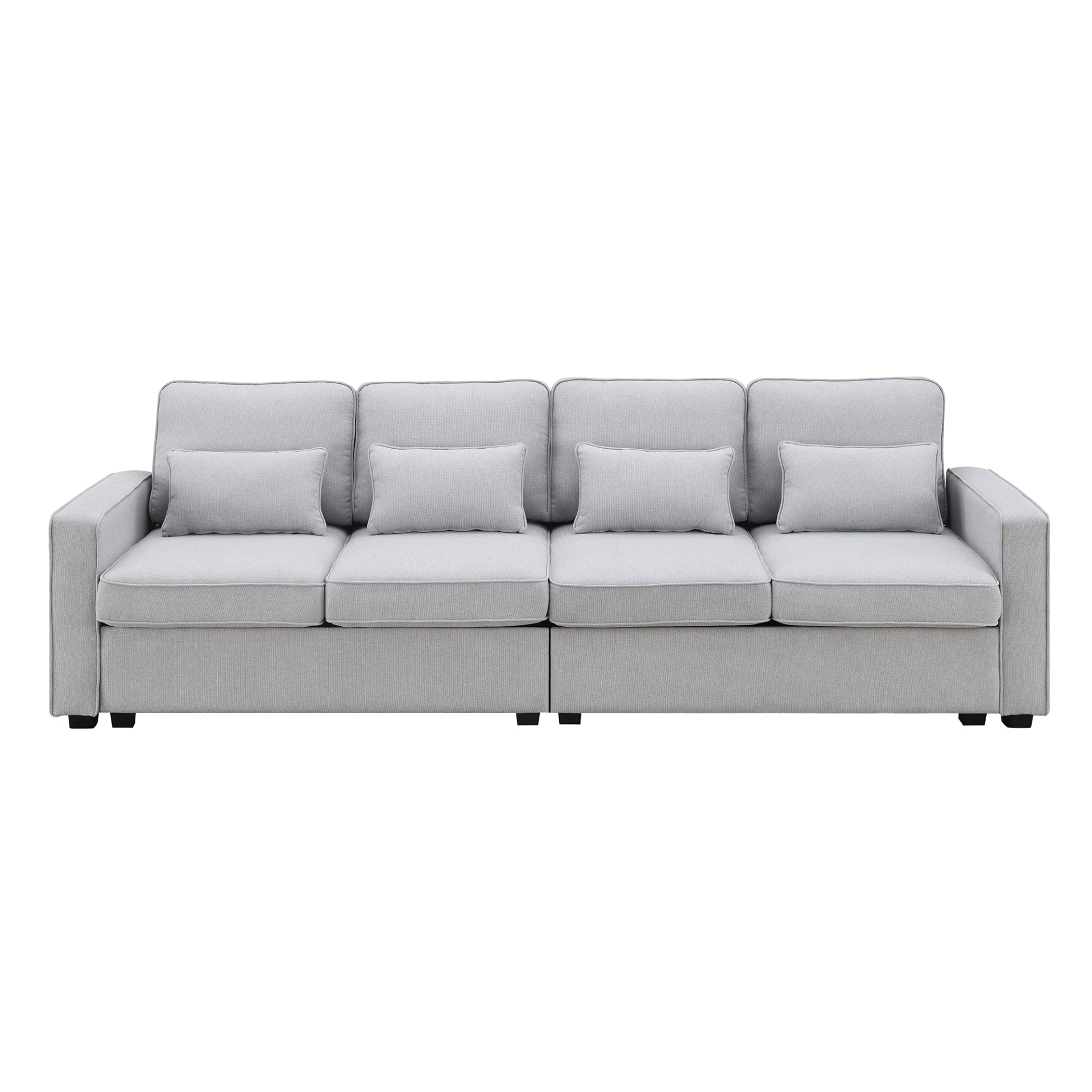 [product_type] | 104" 4-Seater Modern Linen Fabric Sofa with Armrest Pockets and 4 Pillows, Minimalist Style Couch for Living Room, Apartment, Office, 3 Colors | casafoyer.myshopify.com