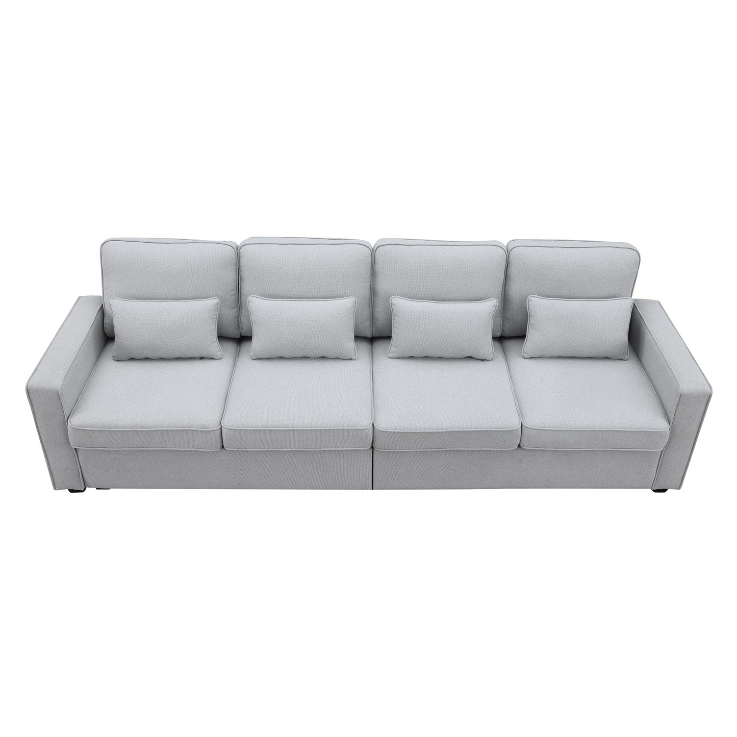 [product_type] | 104" 4-Seater Modern Linen Fabric Sofa with Armrest Pockets and 4 Pillows, Minimalist Style Couch for Living Room, Apartment, Office, 3 Colors | casafoyer.myshopify.com