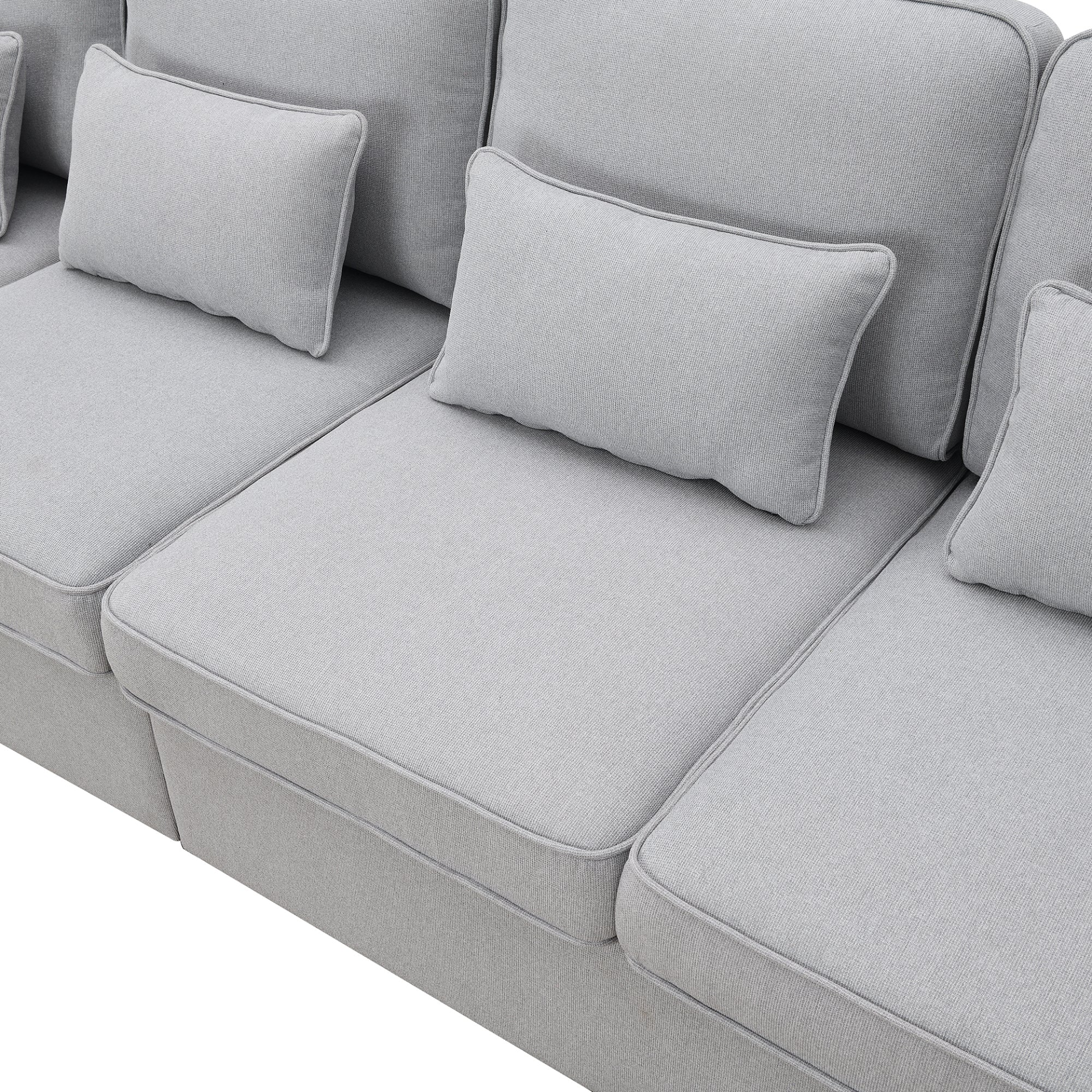 [product_type] | 104" 4-Seater Modern Linen Fabric Sofa with Armrest Pockets and 4 Pillows, Minimalist Style Couch for Living Room, Apartment, Office, 3 Colors | casafoyer.myshopify.com