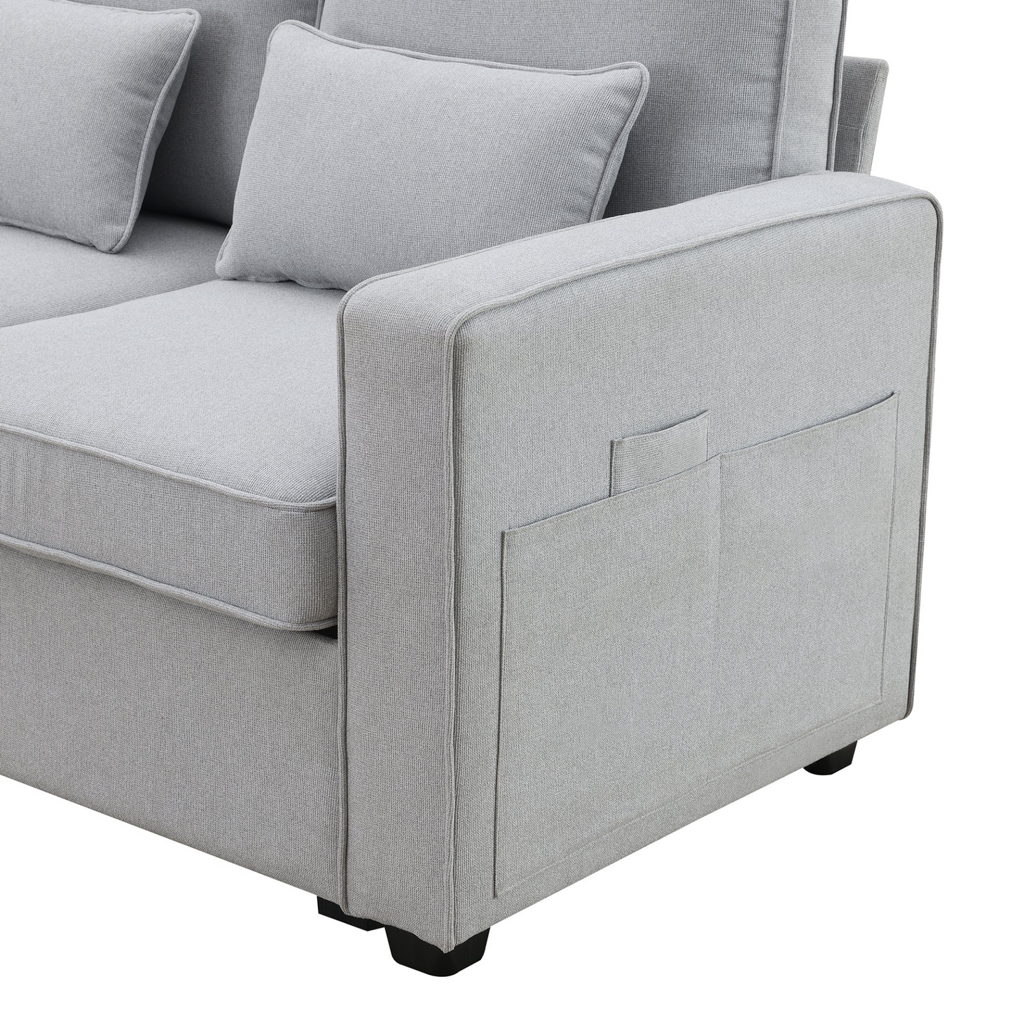 [product_type] | 104" 4-Seater Modern Linen Fabric Sofa with Armrest Pockets and 4 Pillows, Minimalist Style Couch for Living Room, Apartment, Office, 3 Colors | casafoyer.myshopify.com