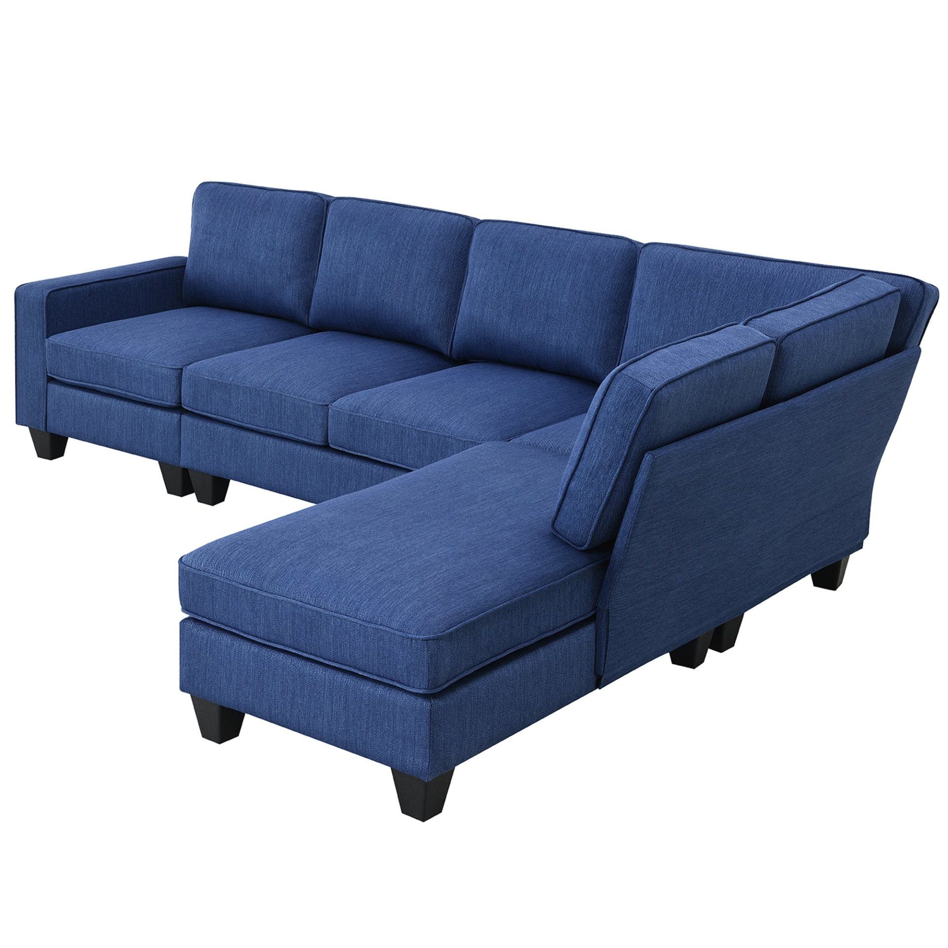 [product_type] | Modern L-shaped Sectional Sofa, 7-seat Linen Fabric Couch Set with Chaise Lounge and Convertible Ottoman | casafoyer.myshopify.com