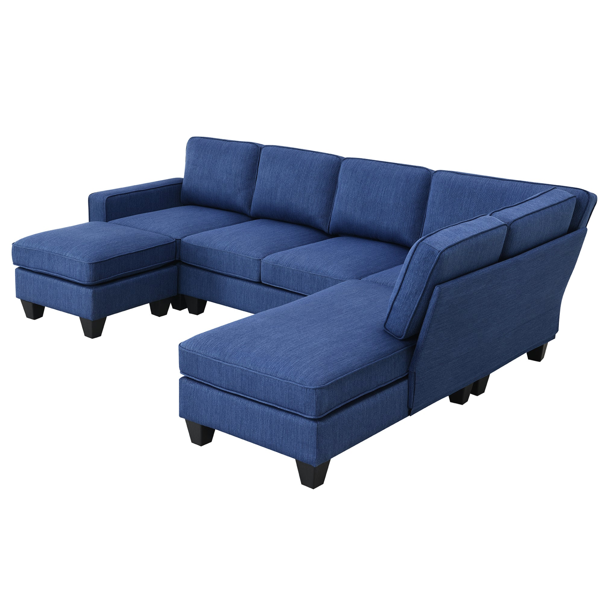 [product_type] | Modern L-shaped Sectional Sofa, 7-seat Linen Fabric Couch Set with Chaise Lounge and Convertible Ottoman | casafoyer.myshopify.com