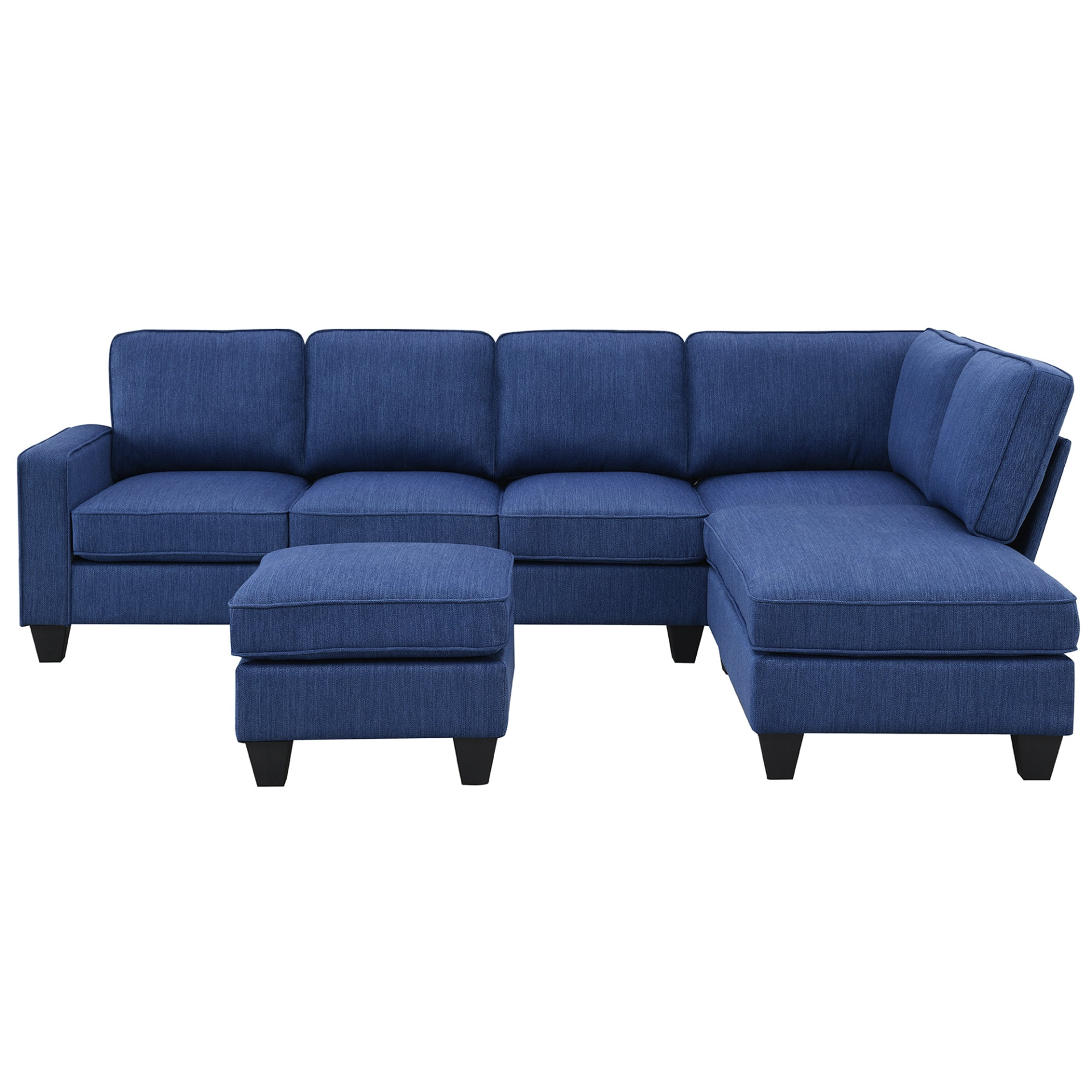 [product_type] | Modern L-shaped Sectional Sofa, 7-seat Linen Fabric Couch Set with Chaise Lounge and Convertible Ottoman | casafoyer.myshopify.com