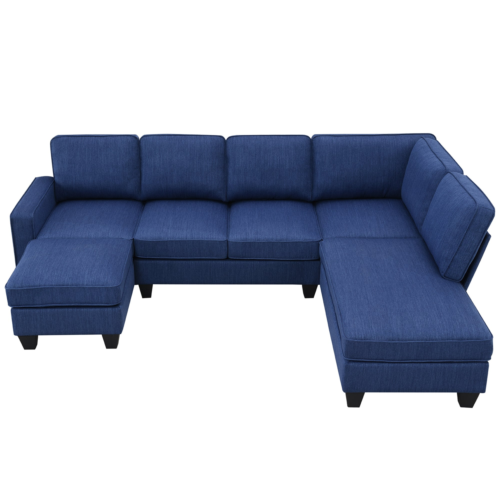 [product_type] | Modern L-shaped Sectional Sofa, 7-seat Linen Fabric Couch Set with Chaise Lounge and Convertible Ottoman | casafoyer.myshopify.com