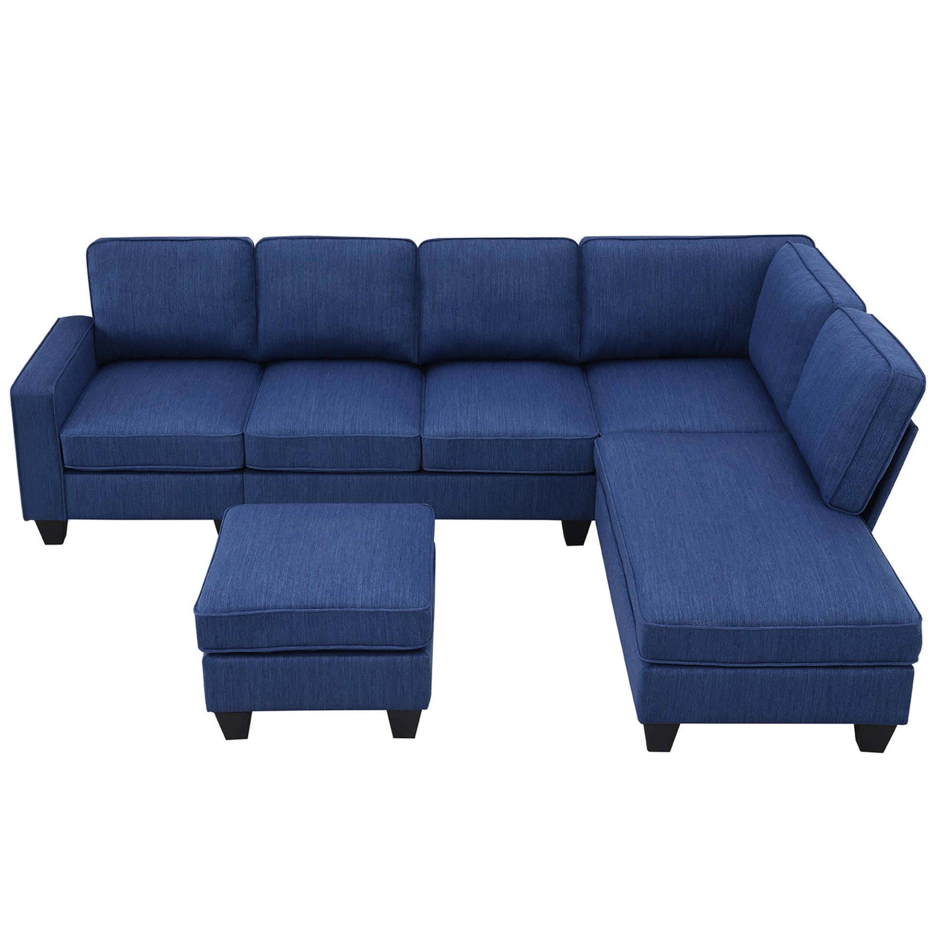 [product_type] | Modern L-shaped Sectional Sofa, 7-seat Linen Fabric Couch Set with Chaise Lounge and Convertible Ottoman | casafoyer.myshopify.com