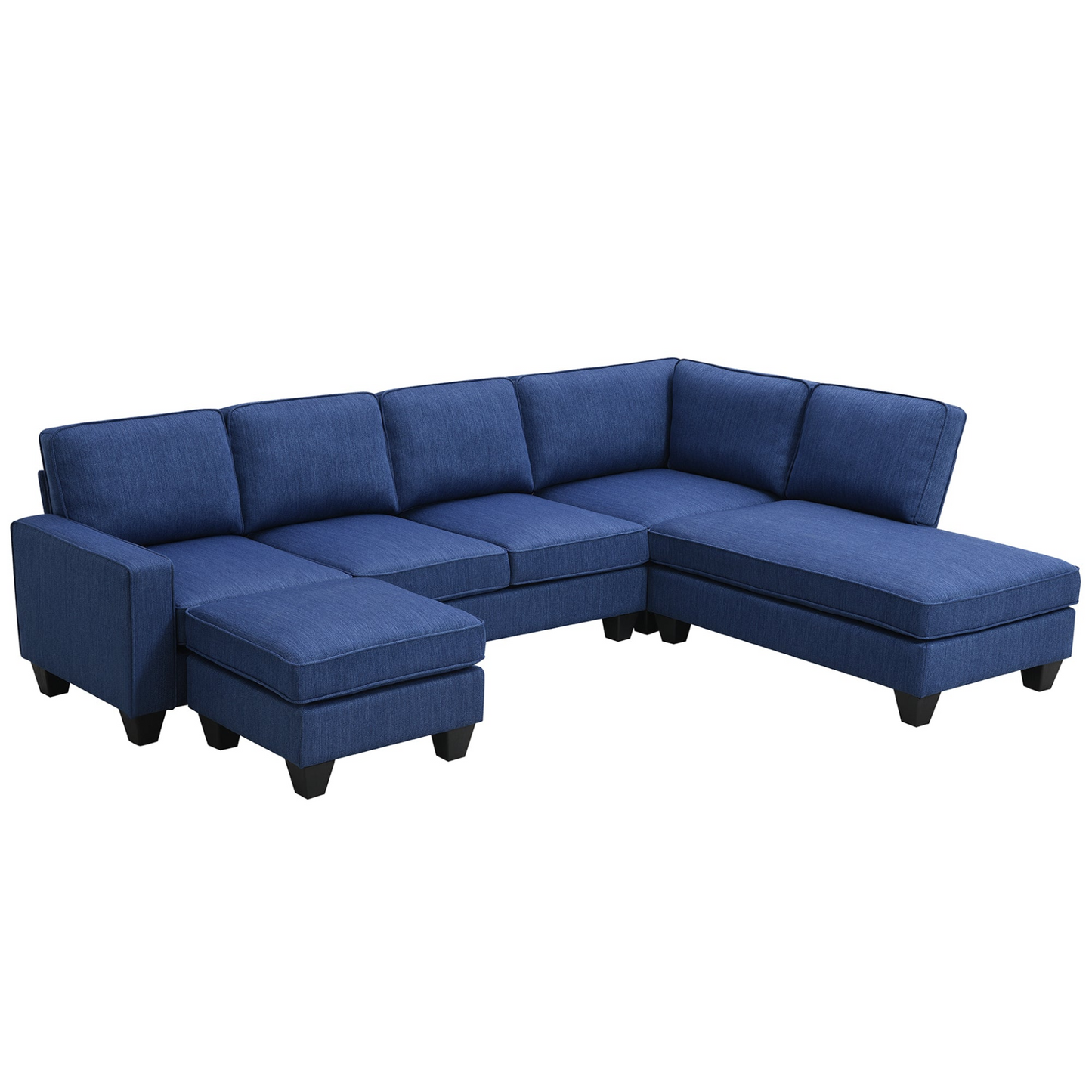 [product_type] | Modern L-shaped Sectional Sofa, 7-seat Linen Fabric Couch Set with Chaise Lounge and Convertible Ottoman | casafoyer.myshopify.com