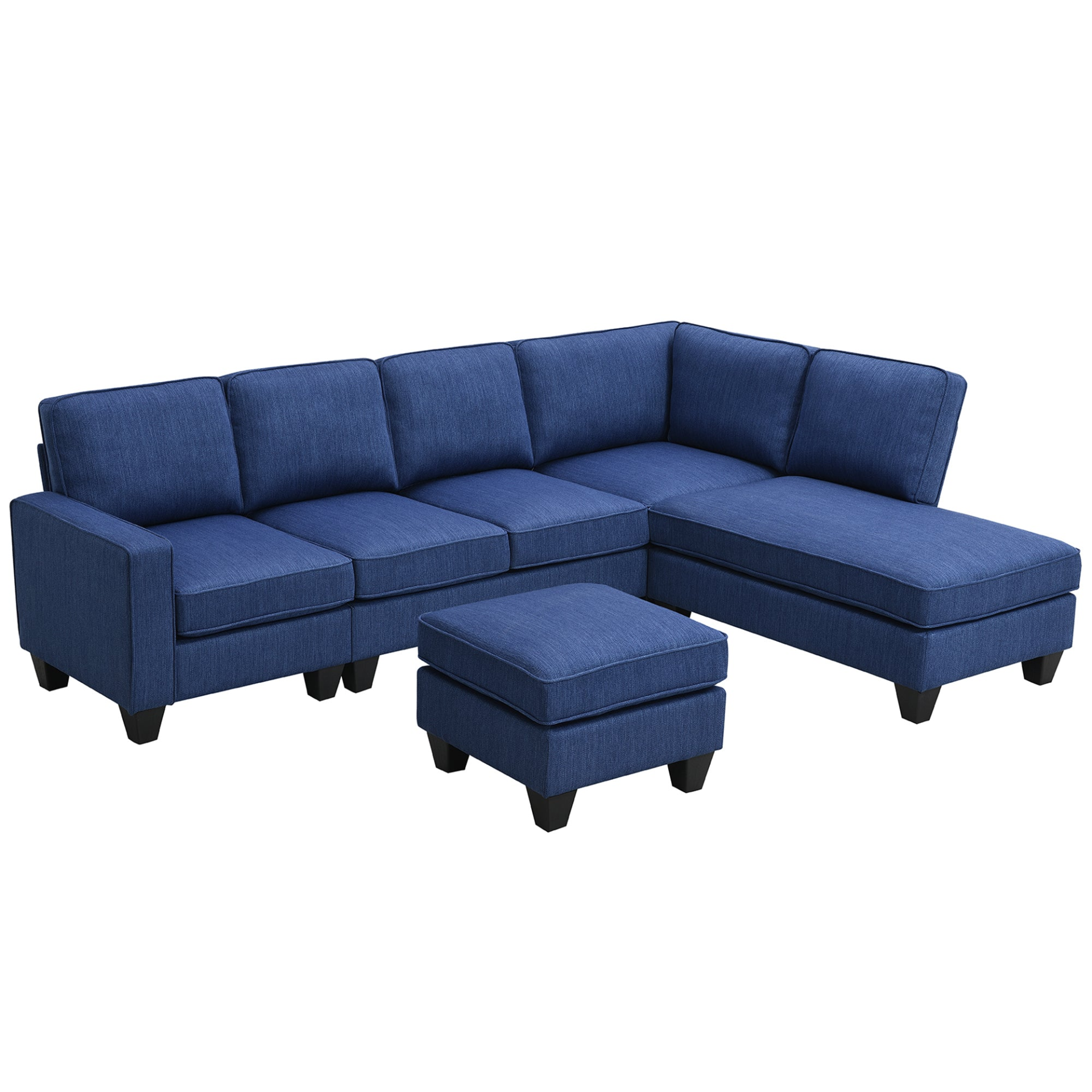 [product_type] | Modern L-shaped Sectional Sofa, 7-seat Linen Fabric Couch Set with Chaise Lounge and Convertible Ottoman | casafoyer.myshopify.com