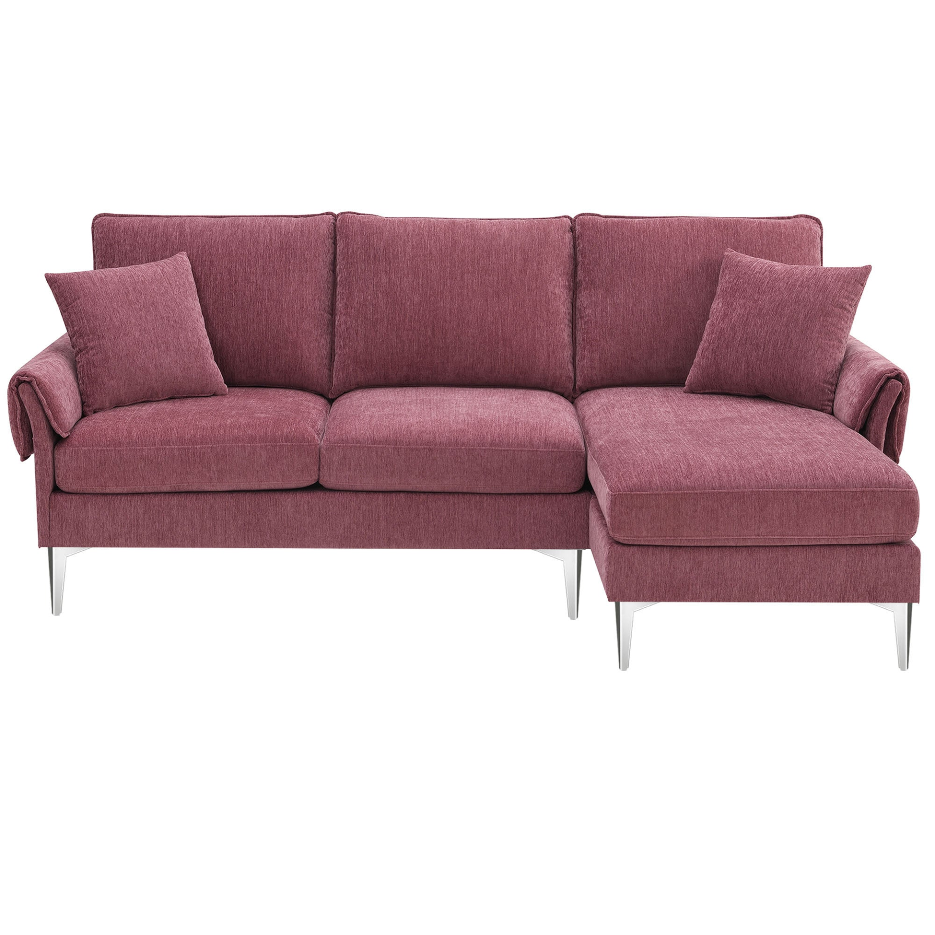 [product_type] | 84 " Convertible Sectional Sofa, Modern Chenille L-Shaped Sofa Couch with Reversible Chaise Lounge, Fit for Living Room, Apartment(2 Pillows) | casafoyer.myshopify.com