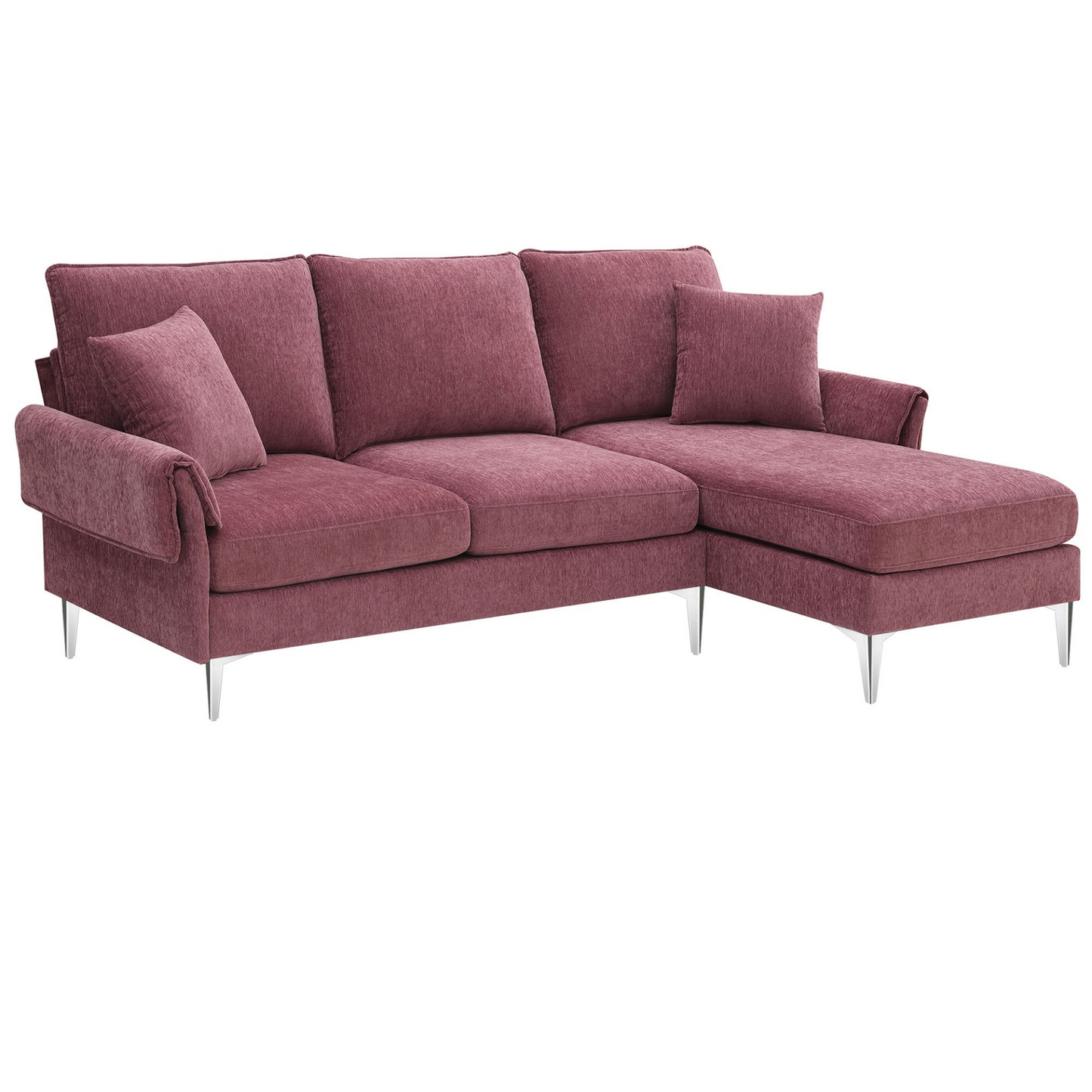 [product_type] | 84 " Convertible Sectional Sofa, Modern Chenille L-Shaped Sofa Couch with Reversible Chaise Lounge, Fit for Living Room, Apartment(2 Pillows) | casafoyer.myshopify.com