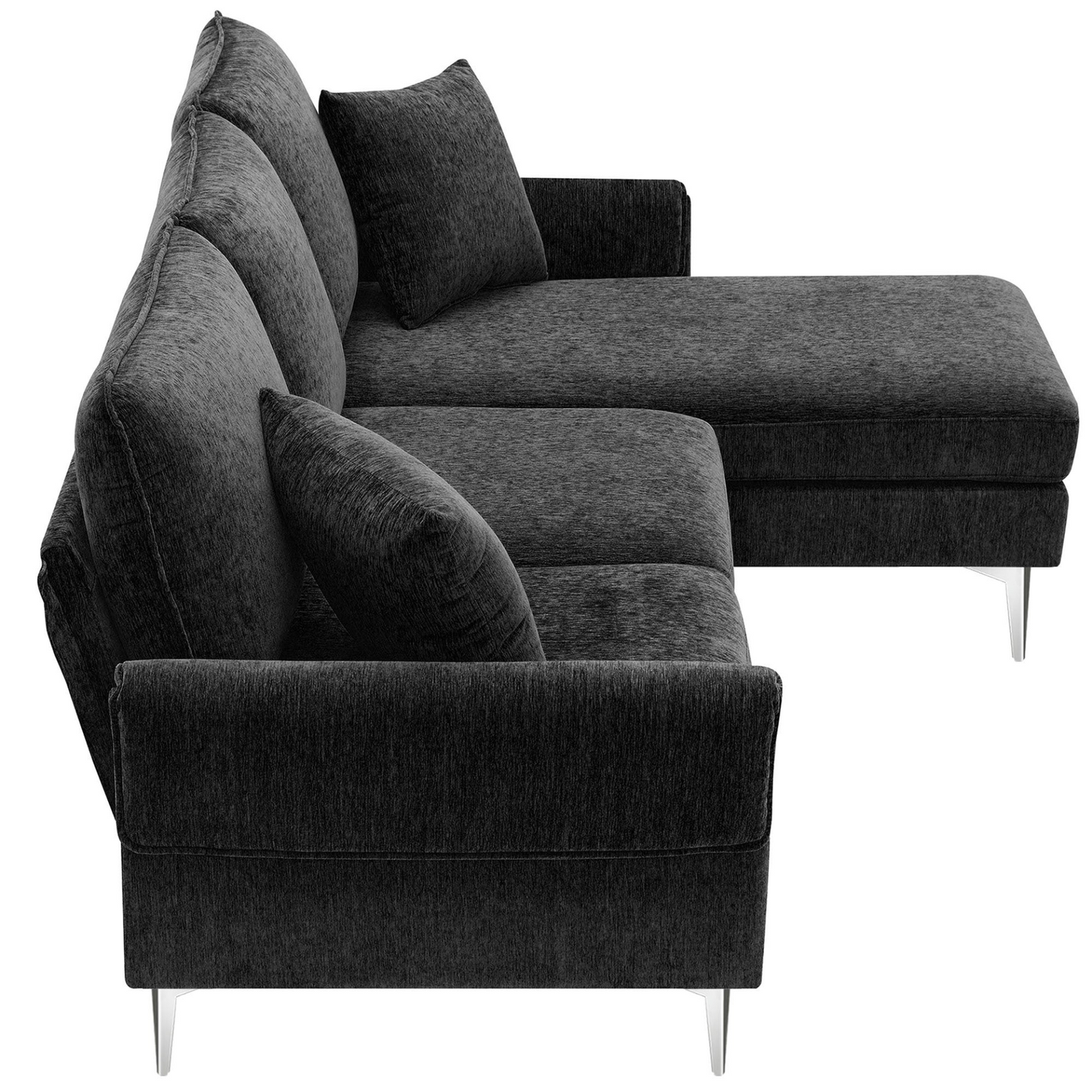 [product_type] | 84 " Convertible Sectional Sofa, Modern Chenille L-Shaped Sofa Couch with Reversible Chaise Lounge, Fit for Living Room, Apartment(2 Pillows) | casafoyer.myshopify.com