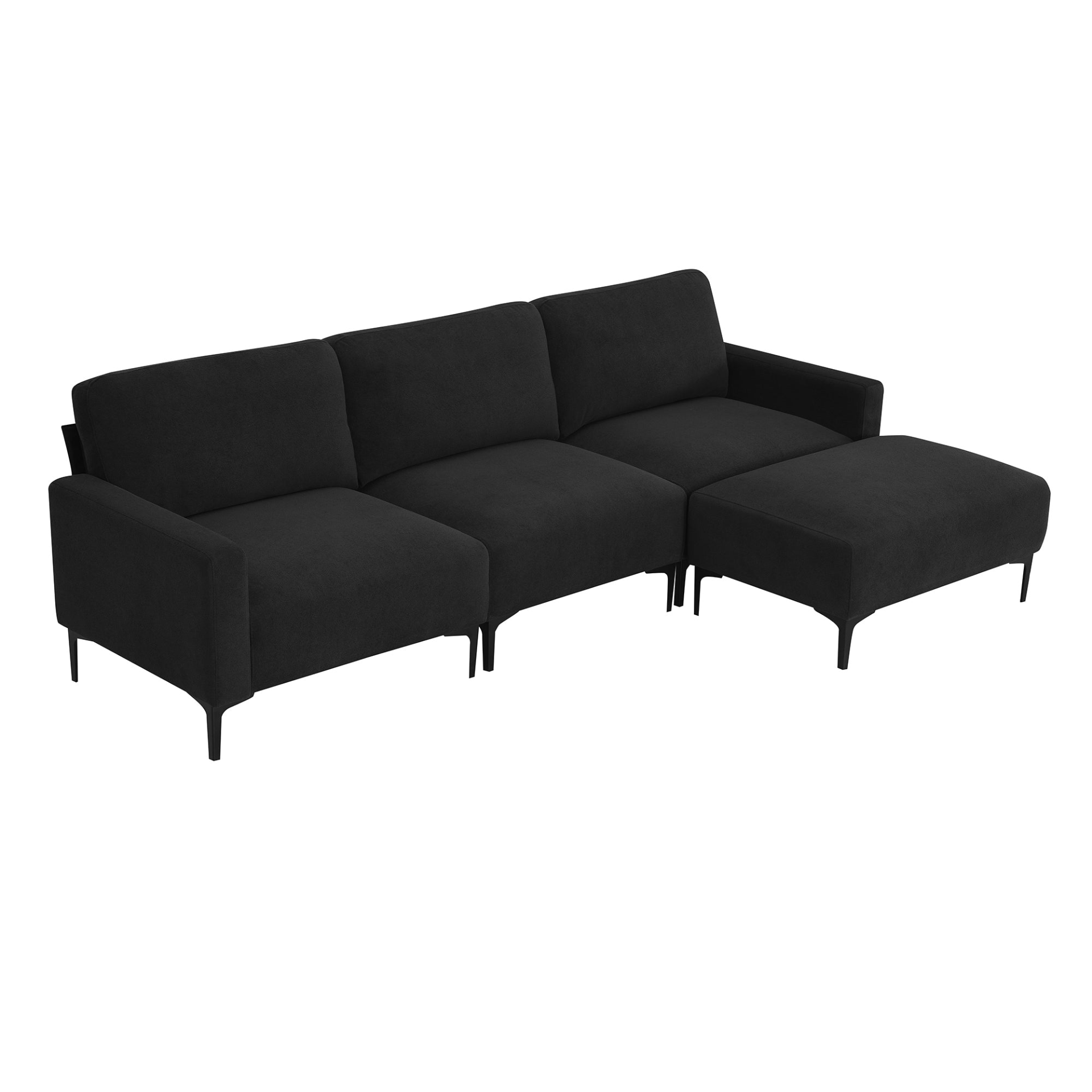 Sofa & Chair sets | Modern L-shaped Sectional Sofa, 4-seat Velvet Fabric Couch Set with Convertible Ottoman,Freely Combinable Sofa for Living Room, Apartment, Office,Apartment,2 Colors | casafoyer.myshopify.com