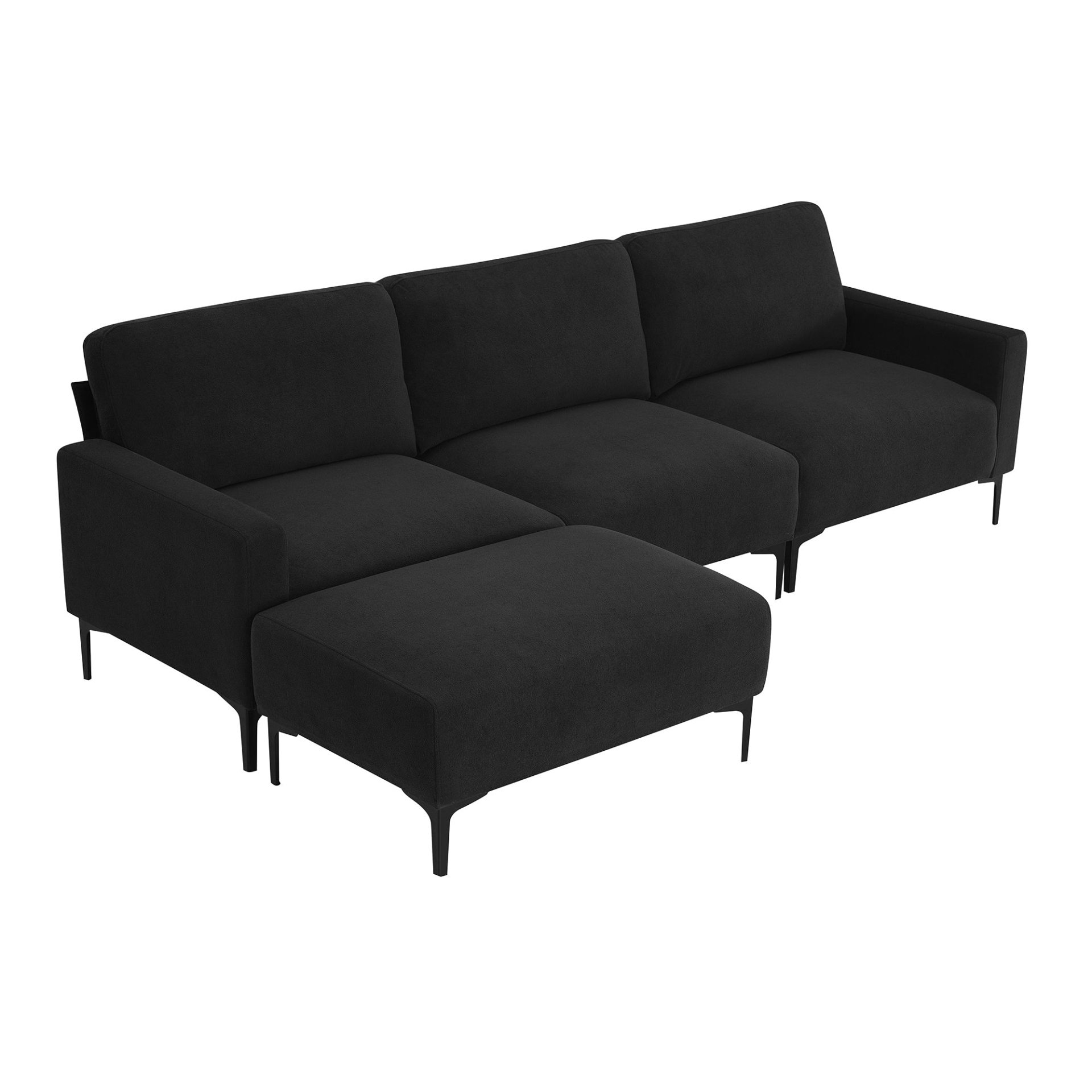 Sofa & Chair sets | Modern L-shaped Sectional Sofa, 4-seat Velvet Fabric Couch Set with Convertible Ottoman,Freely Combinable Sofa for Living Room, Apartment, Office,Apartment,2 Colors | casafoyer.myshopify.com