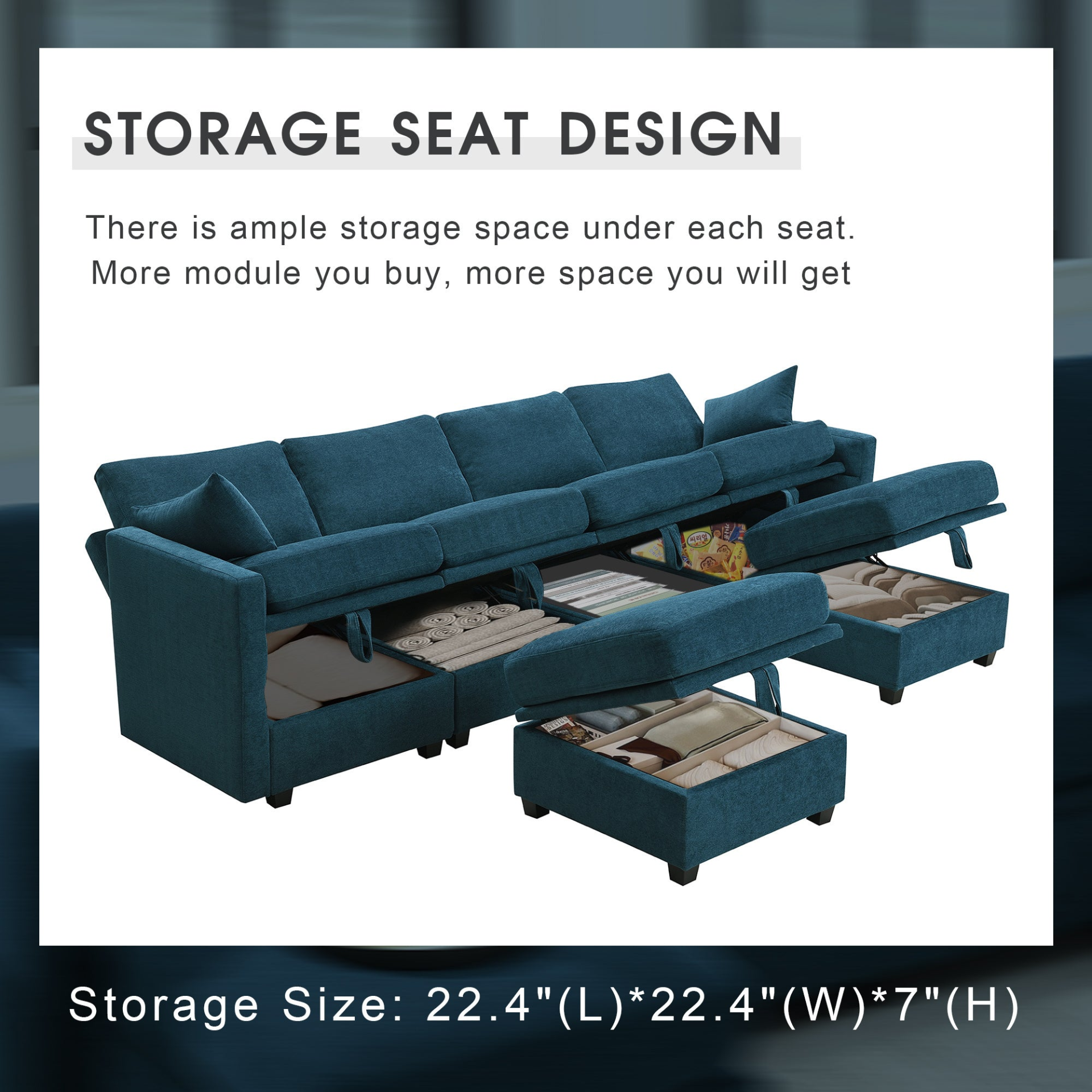 Sofa & Chair sets | Chenille Modular Sectional Sofa,U Shaped Couch with Adjustable Armrests and Backrests,6 Seat Reversible Sofa Bed with Storage Seats for Living Room, Apartment,2 Colors | casafoyer.myshopify.com