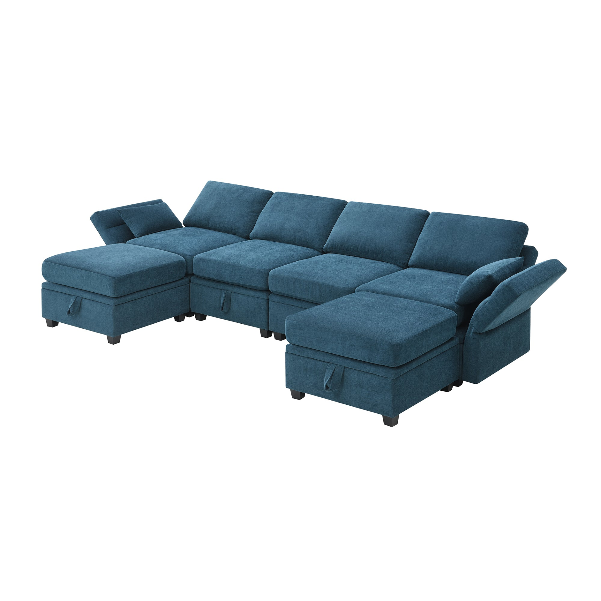 Sofa & Chair sets | Chenille Modular Sectional Sofa,U Shaped Couch with Adjustable Armrests and Backrests,6 Seat Reversible Sofa Bed with Storage Seats for Living Room, Apartment,2 Colors | casafoyer.myshopify.com