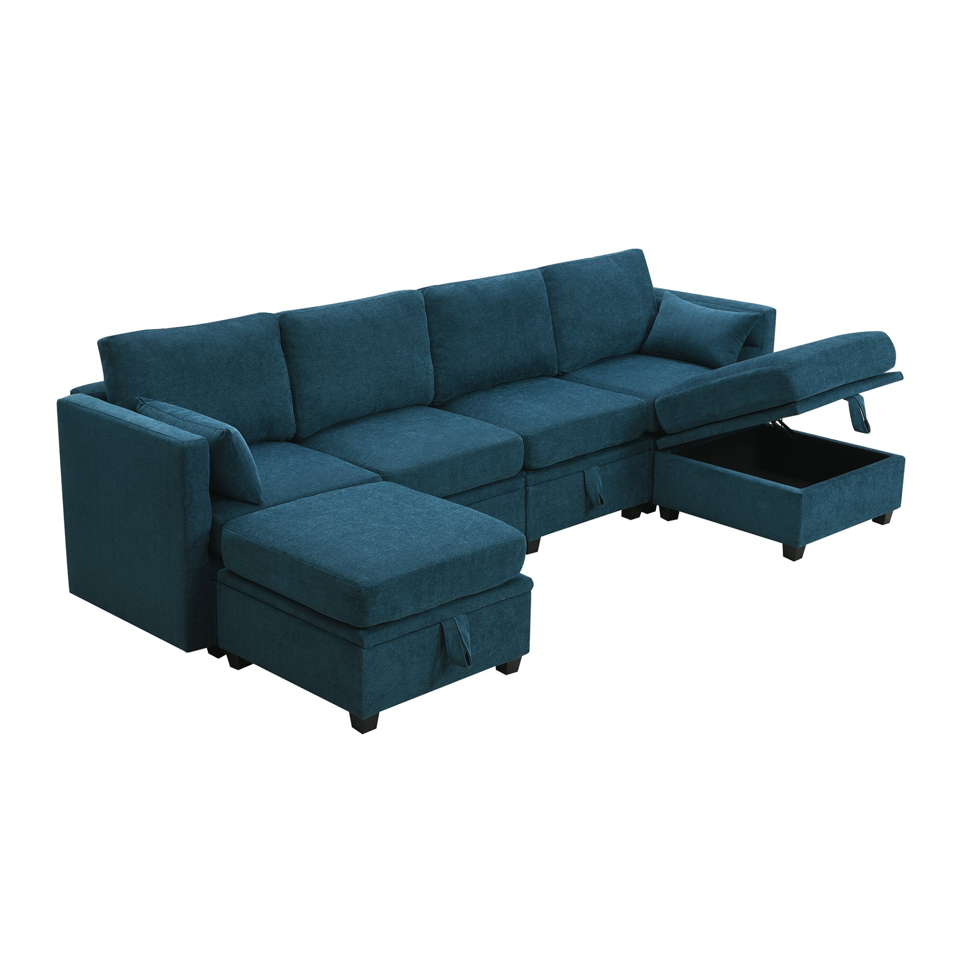 Sofa & Chair sets | Chenille Modular Sectional Sofa,U Shaped Couch with Adjustable Armrests and Backrests,6 Seat Reversible Sofa Bed with Storage Seats for Living Room, Apartment,2 Colors | casafoyer.myshopify.com