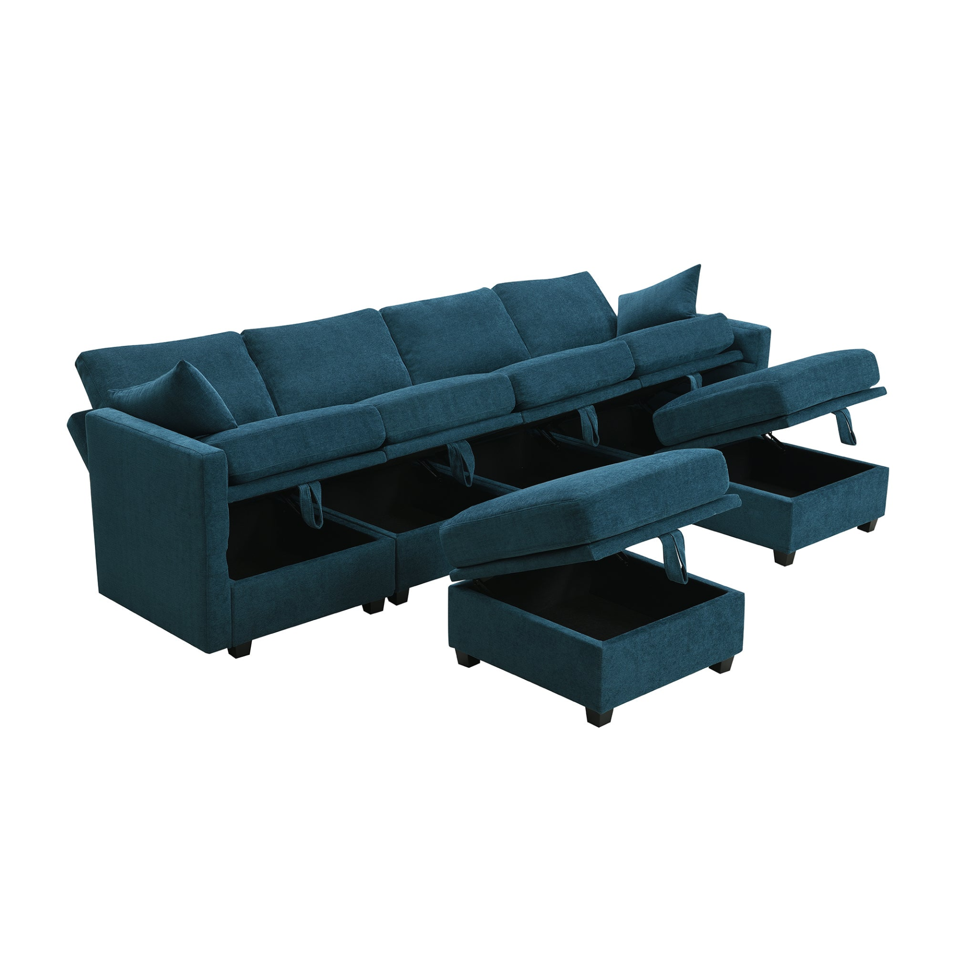 Sofa & Chair sets | Chenille Modular Sectional Sofa,U Shaped Couch with Adjustable Armrests and Backrests,6 Seat Reversible Sofa Bed with Storage Seats for Living Room, Apartment,2 Colors | casafoyer.myshopify.com