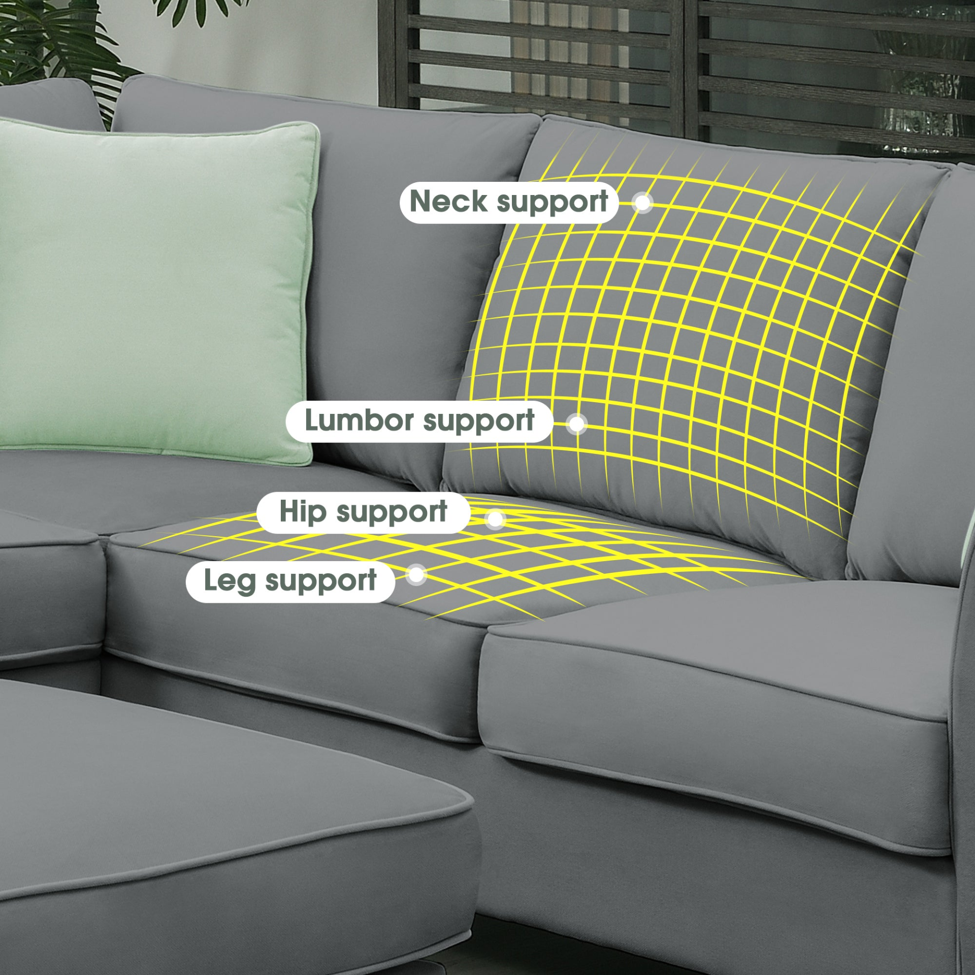 Sofa & Chair sets | Sectional Sofa Couches Living Room Sets, 7 Seats Modular Sectional Sofa with Ottoman, L Shape Fabric Sofa Corner Couch Set with 3 Pillows, Grey | casafoyer.myshopify.com