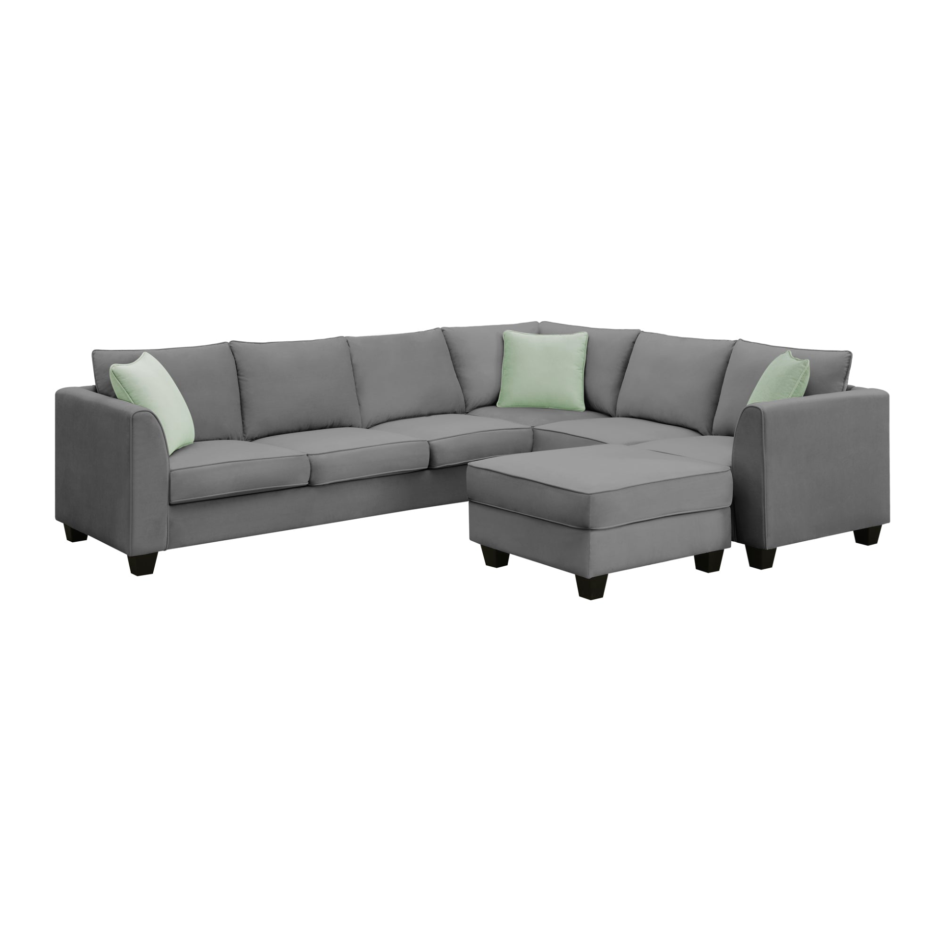 Sofa & Chair sets | Sectional Sofa Couches Living Room Sets, 7 Seats Modular Sectional Sofa with Ottoman, L Shape Fabric Sofa Corner Couch Set with 3 Pillows, Grey | casafoyer.myshopify.com