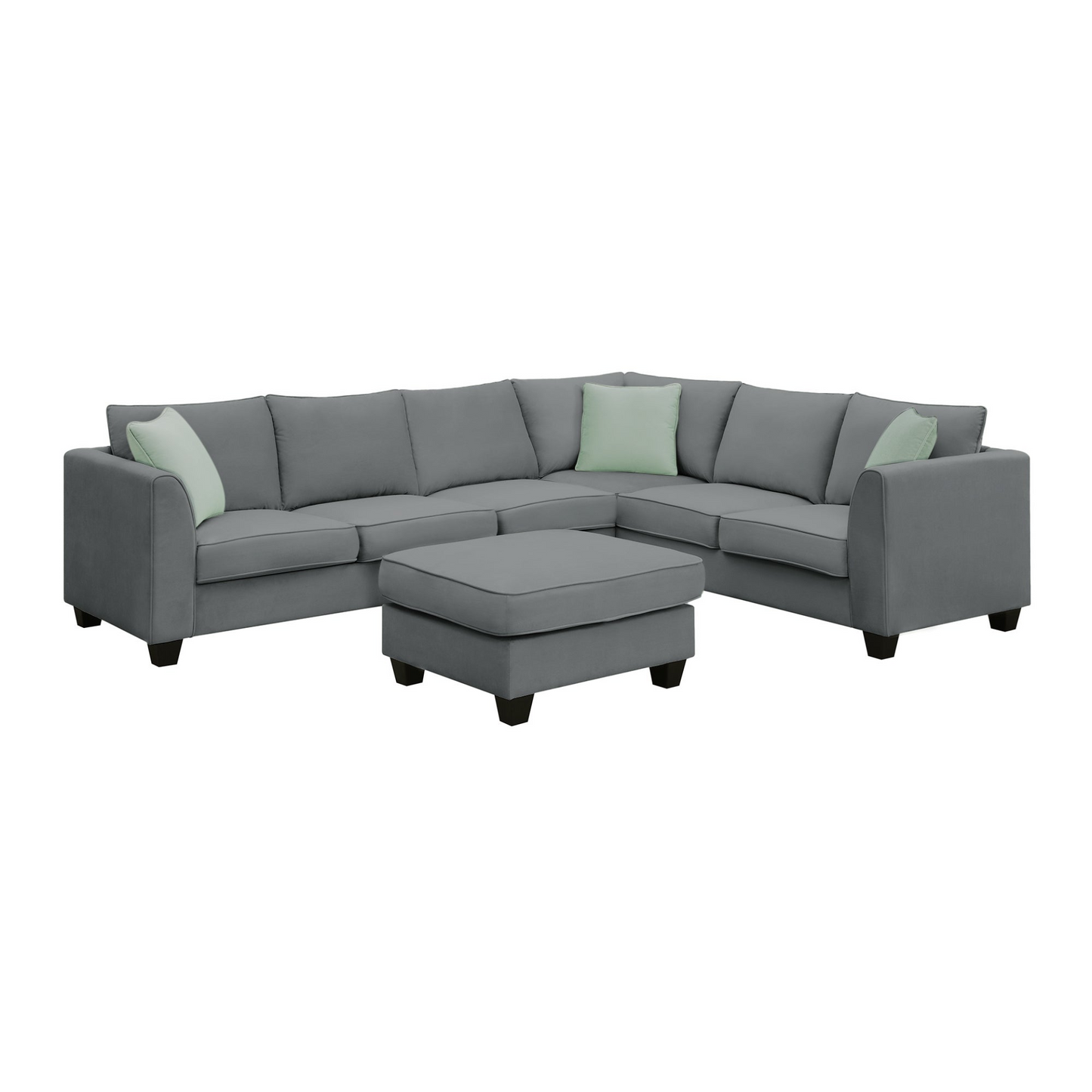 Sofa & Chair sets | Sectional Sofa Couches Living Room Sets, 7 Seats Modular Sectional Sofa with Ottoman, L Shape Fabric Sofa Corner Couch Set with 3 Pillows, Grey | casafoyer.myshopify.com